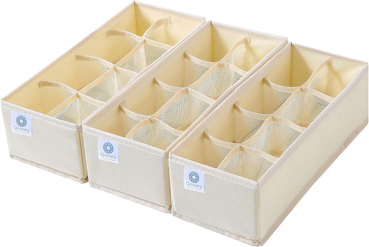 Qozary Paquete de 3 divisores organizadores de cajones de ropa interior, cajas de almacenamiento plegables para ropa, calcetines, lencería, ropa