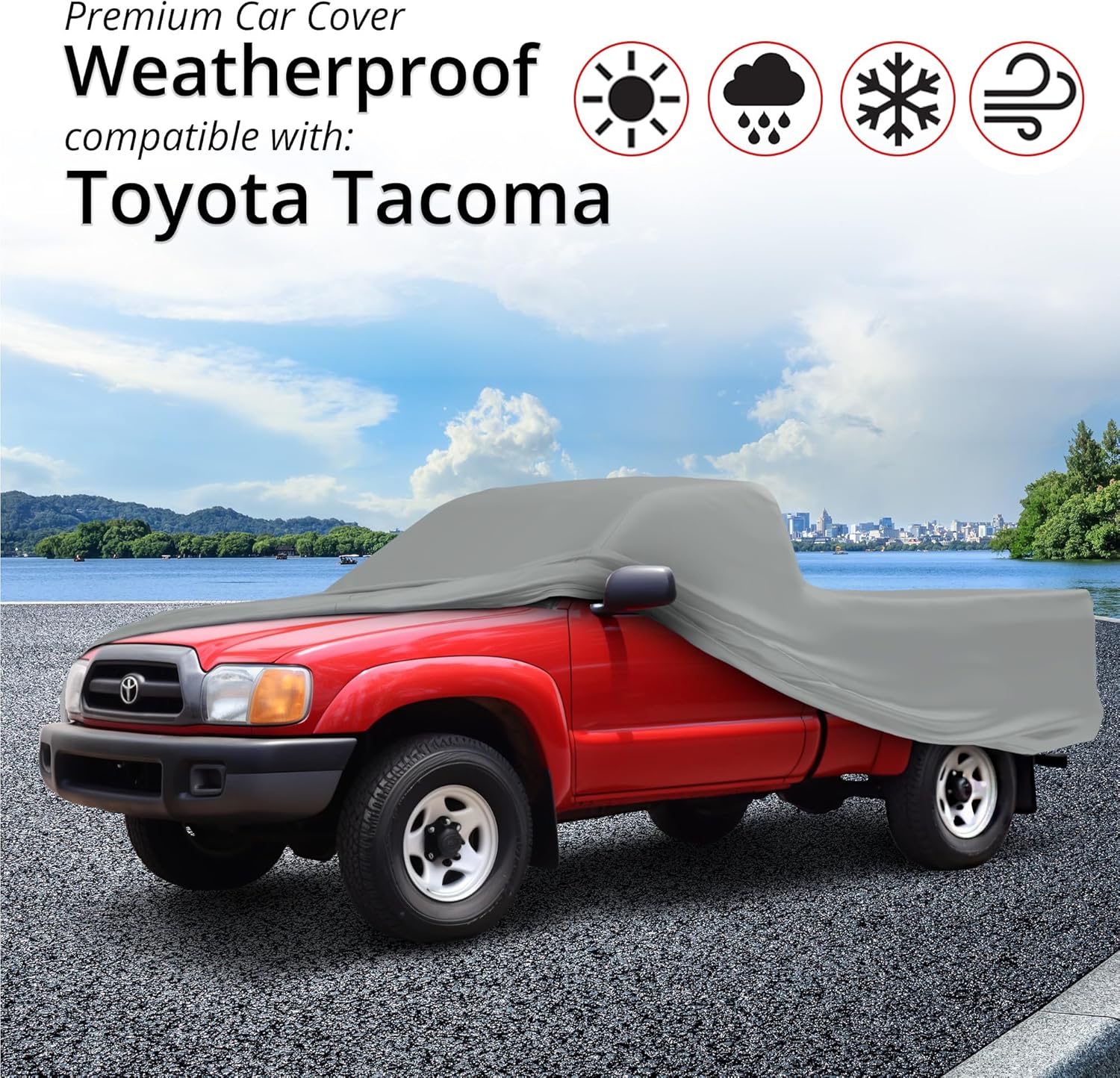 Funda impermeable para camión compatible con Toyota Tacoma Xtracab  6 pies 1995-2004  Exterior e interior, lluvia, nieve, granizo, sol, bloqueo de