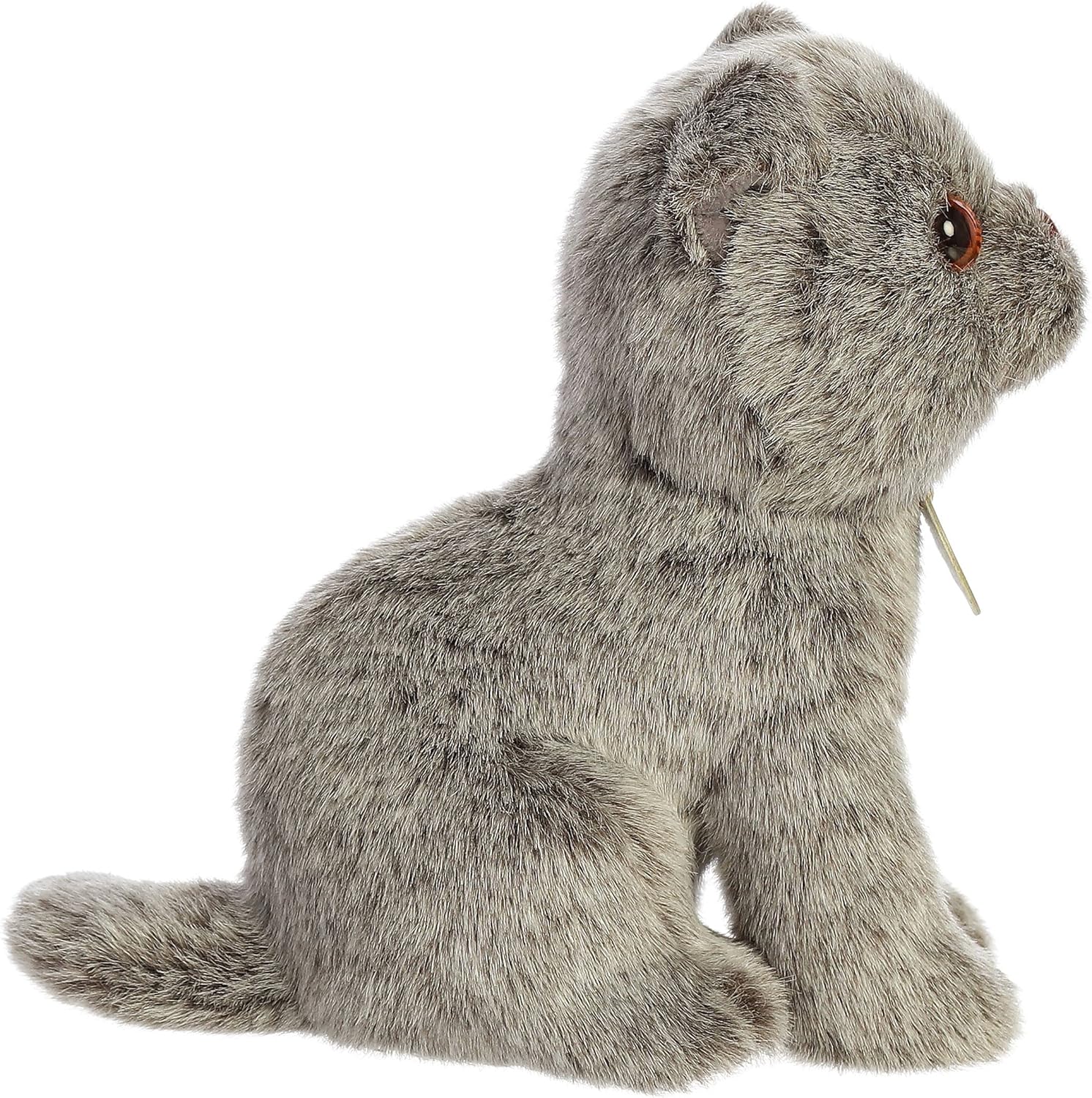 Aurora Adorable gato Fold escocés de peluche Miyoni, detalle realista, compañía entrañable, gris, 9 pulgadas