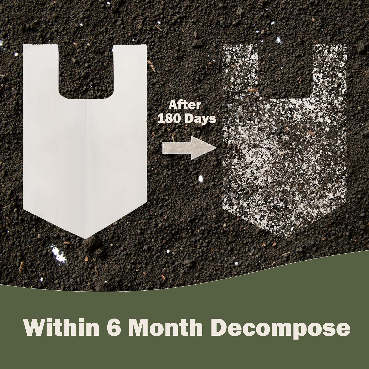 Bolsas de basura compostables de 5 galones con asas, bolsas de compost de 0.78 mils, bolsas de basura de raspado de alimentos para cocina y baño, US