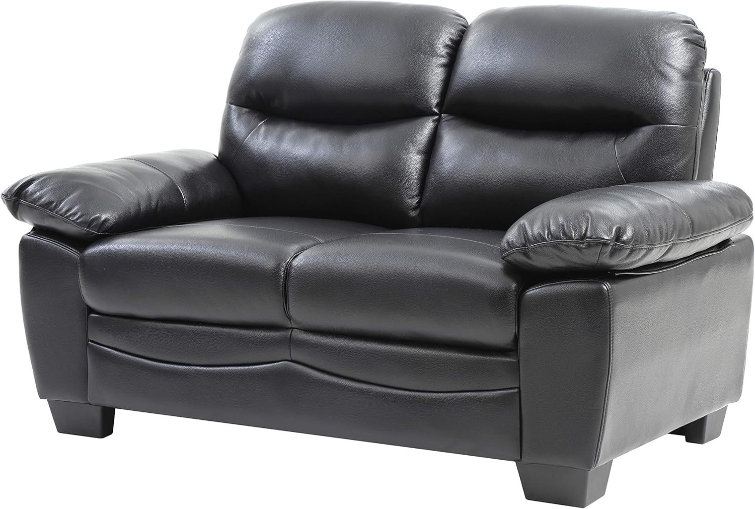 Glory Furniture Marta – Sofá biplaza tapizado, piel sintética negra