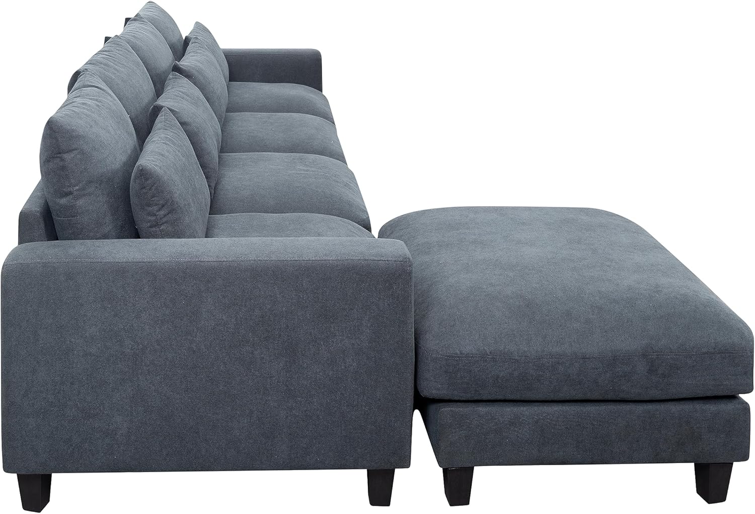 HBRR Sofá modular en forma de L, moderna tumbona seccional tapizada y otomana, 4 almohadas lumbares, sofá de gran tamaño de 5 asientos para sala de