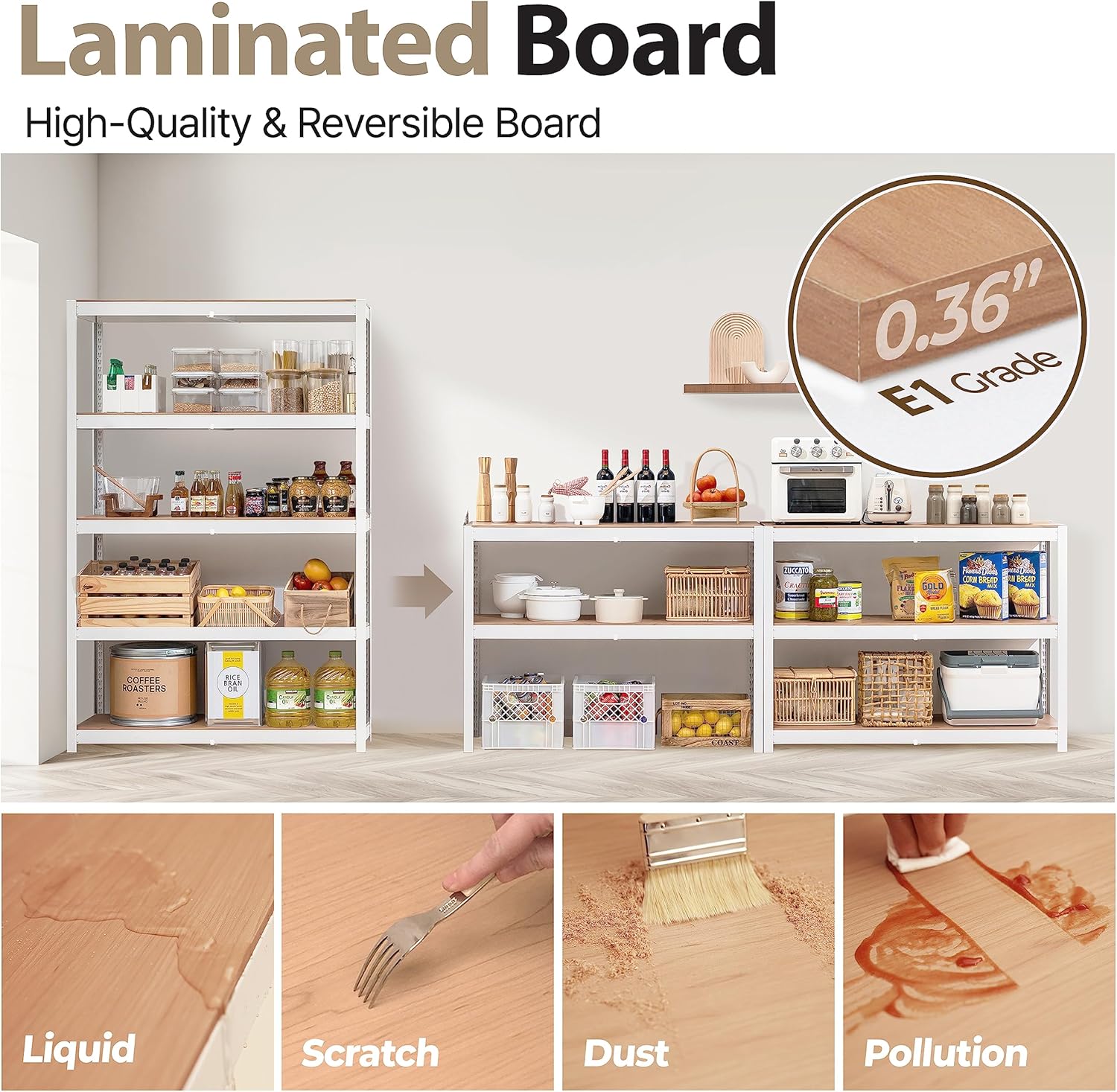 HOMEDANT House Z-Beam – Estantería de almacenamiento de garaje resistente de 48 pulgadas de ancho, estantes de metal ajustables de 5 niveles,