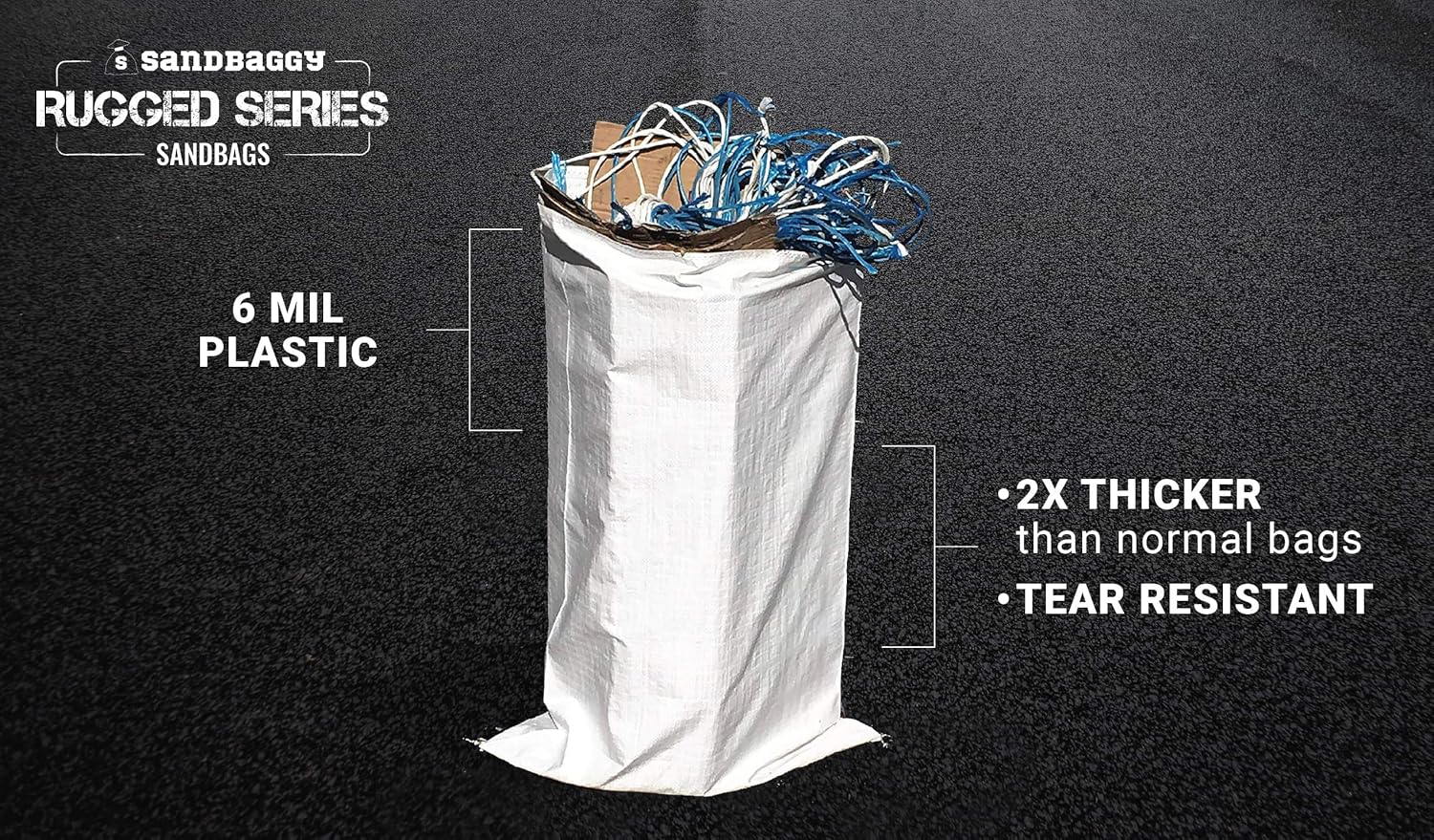Sandbaggy Sacos de arena grandes  Tamaño 25 “x 40”  Bolsas gruesas para contratistas resistentes, bolsas de basura resistentes, bolsas de basura de