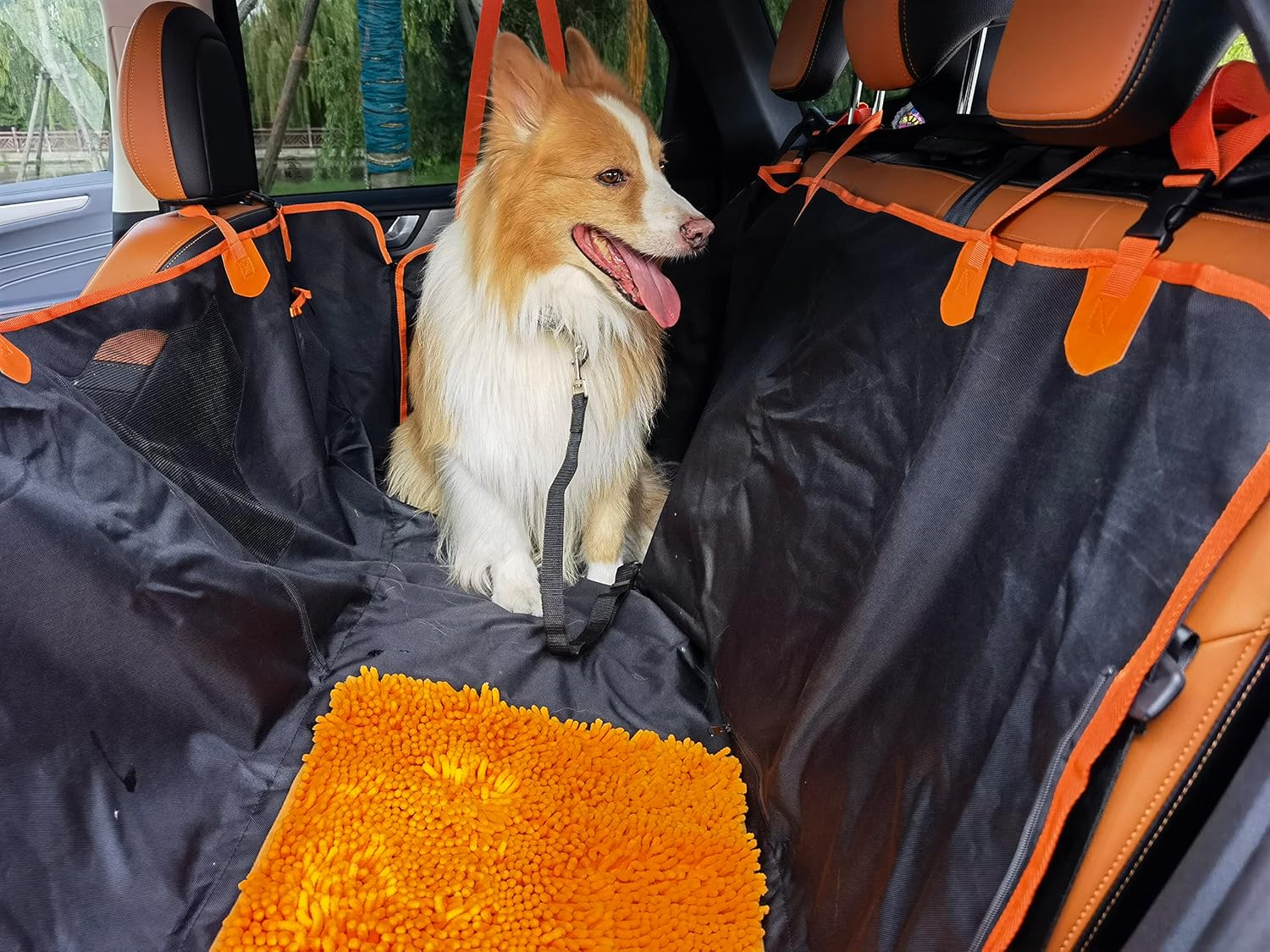 El asiento de automóvil para perro viene con alfombrilla desmontable, hamaca para perro para asiento trasero de automóvil con alivio de ventana de