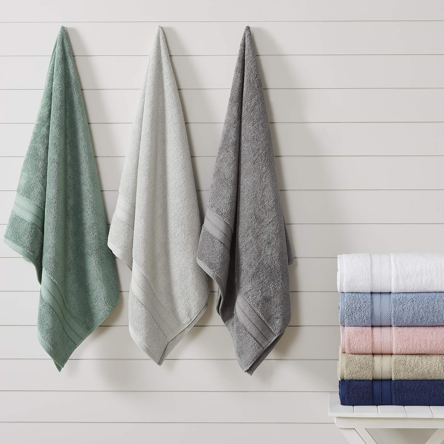 Modern Threads – Spun Loft Juego de toallas de 100% algodón peinado de 18 piezas, toallas de baño, toallas de mano y paños – Superabsorbentes y de