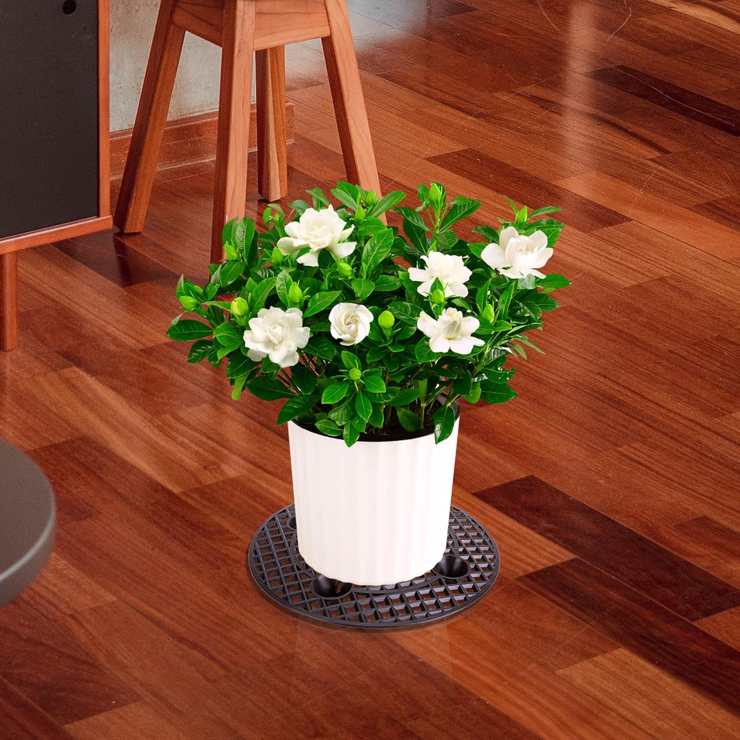 8 elevadores de macetas a nivel de plantas, soportes para plantas, platillo de maceta de 12 pulgadas para evitar la pudrición y daños en patio y