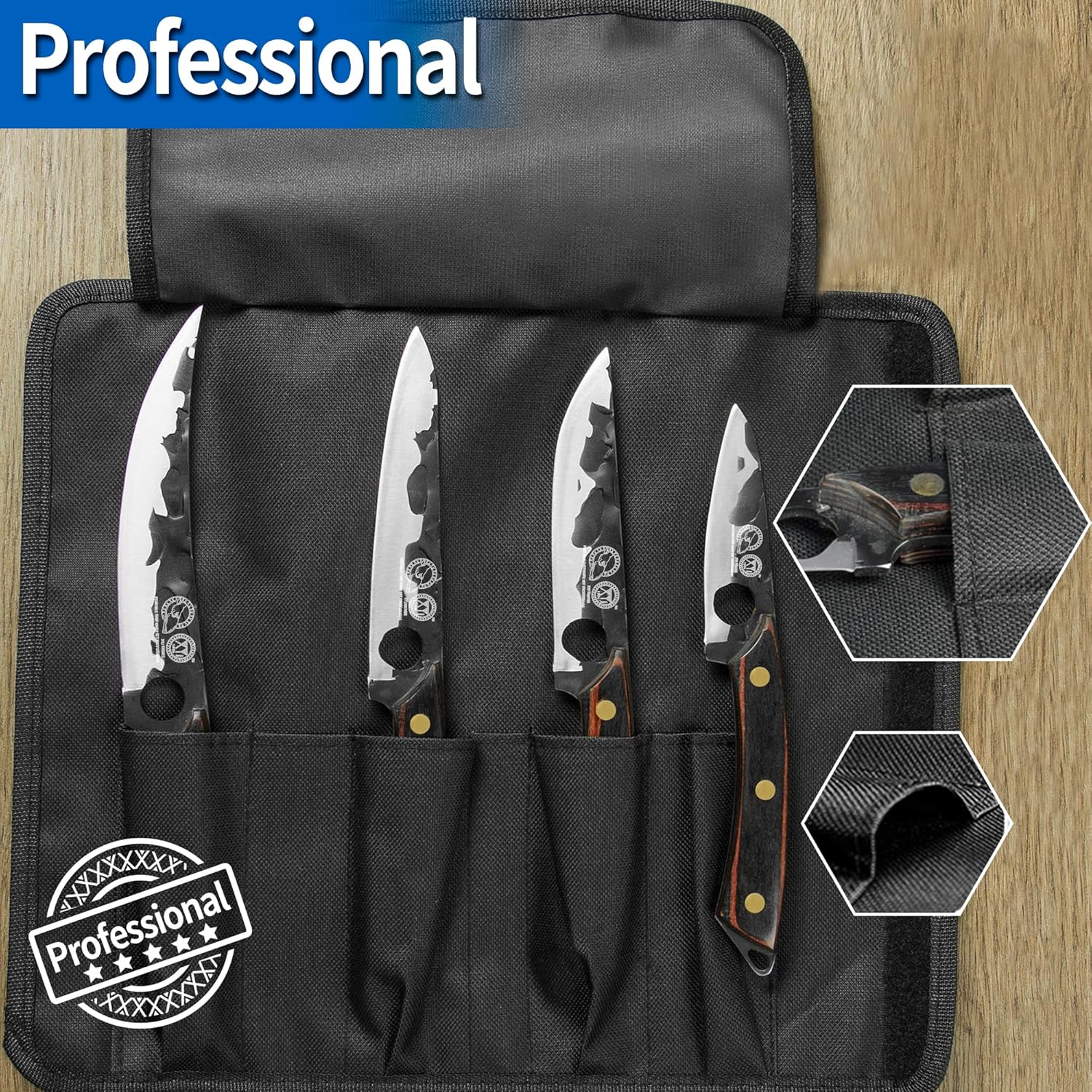XYJ Juego de cuchillos de cocina profesional con cuchillas forjadas de acero de alto carbono, cuchillo de chef, cuchilla, cuchillo de tallar,