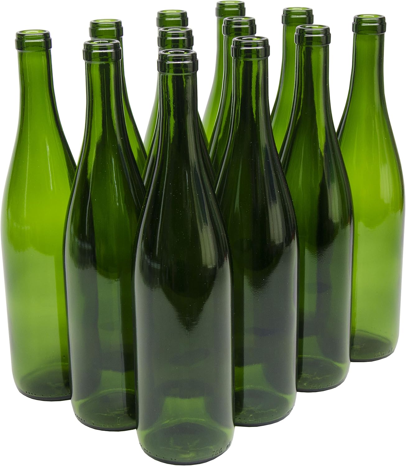 North Mountain Supply Botella de vino California Hock de vidrio de 25.4 fl oz, acabado de corcho de fondo plano, caja de 12 unidades, color verde