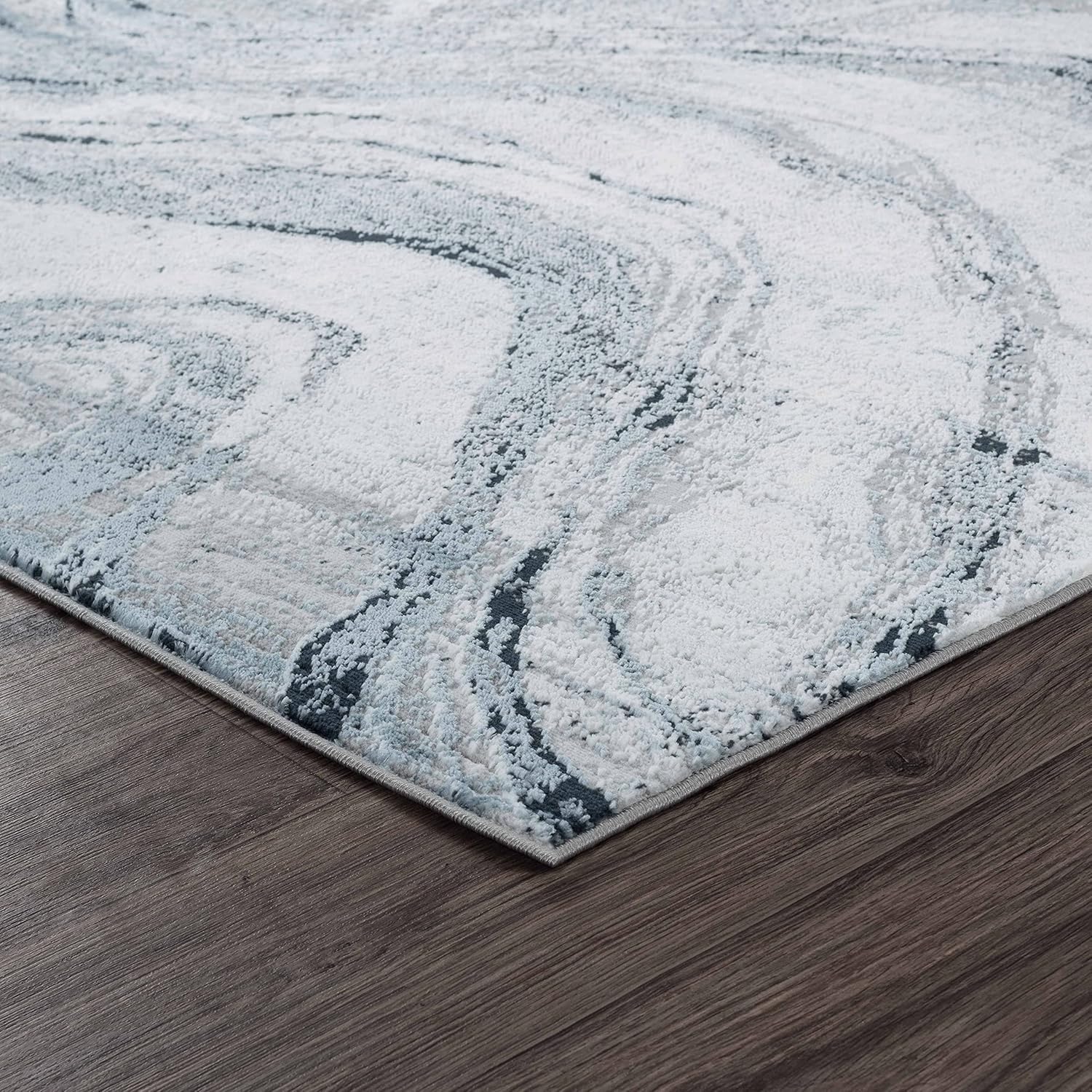 GLORY RUGS Alfombra abstracta moderna de 8 x 10 pies, color gris azul marino, se desvanece suave para sala de estar, dormitorio, hogar y oficina