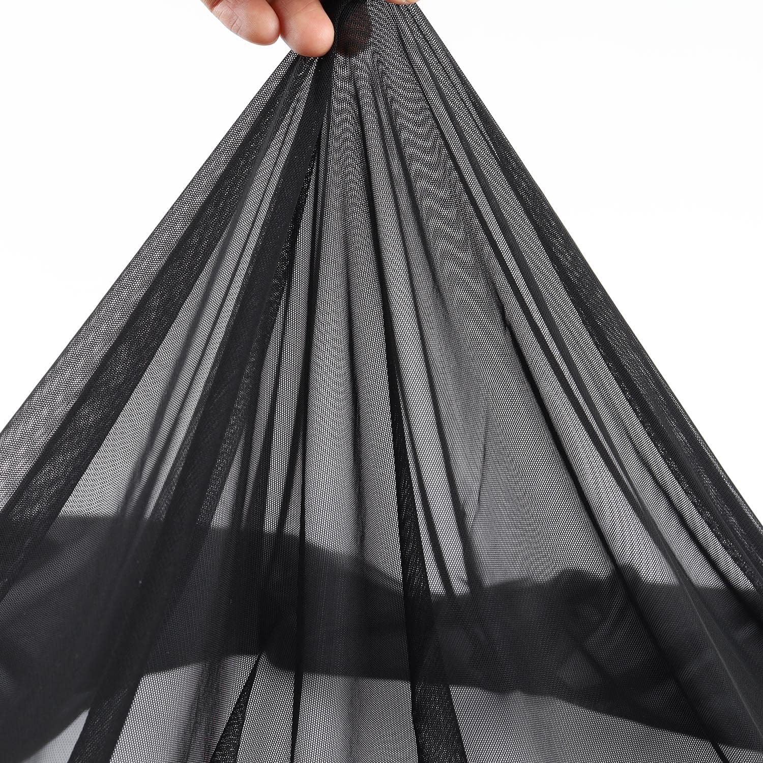Malla elástica superfina de 4 vías de nailon y elastano, precortada 5 yardas de largo 60 pulgadas de ancho, ligera transparente (negro)