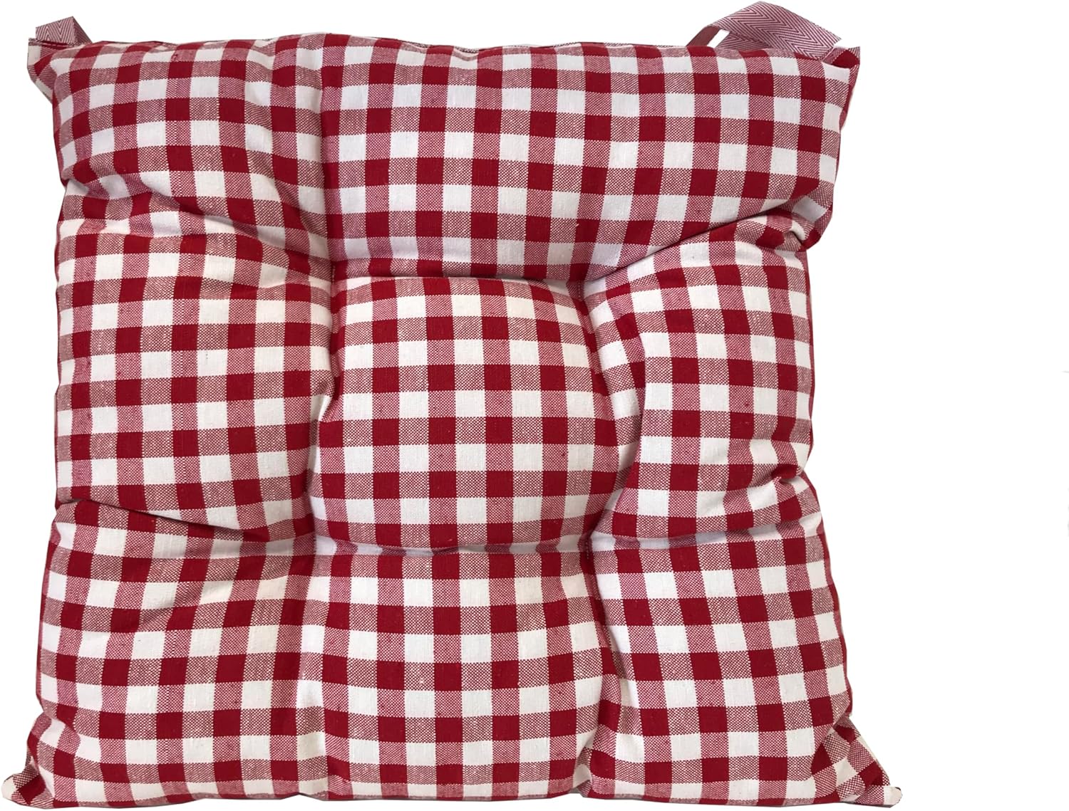 Almohadillas de asiento coloridas cojines de asiento para jardín, cocina, comedor, escritorio, cojines de piso (2 piezas de cojines de cuadros rojos