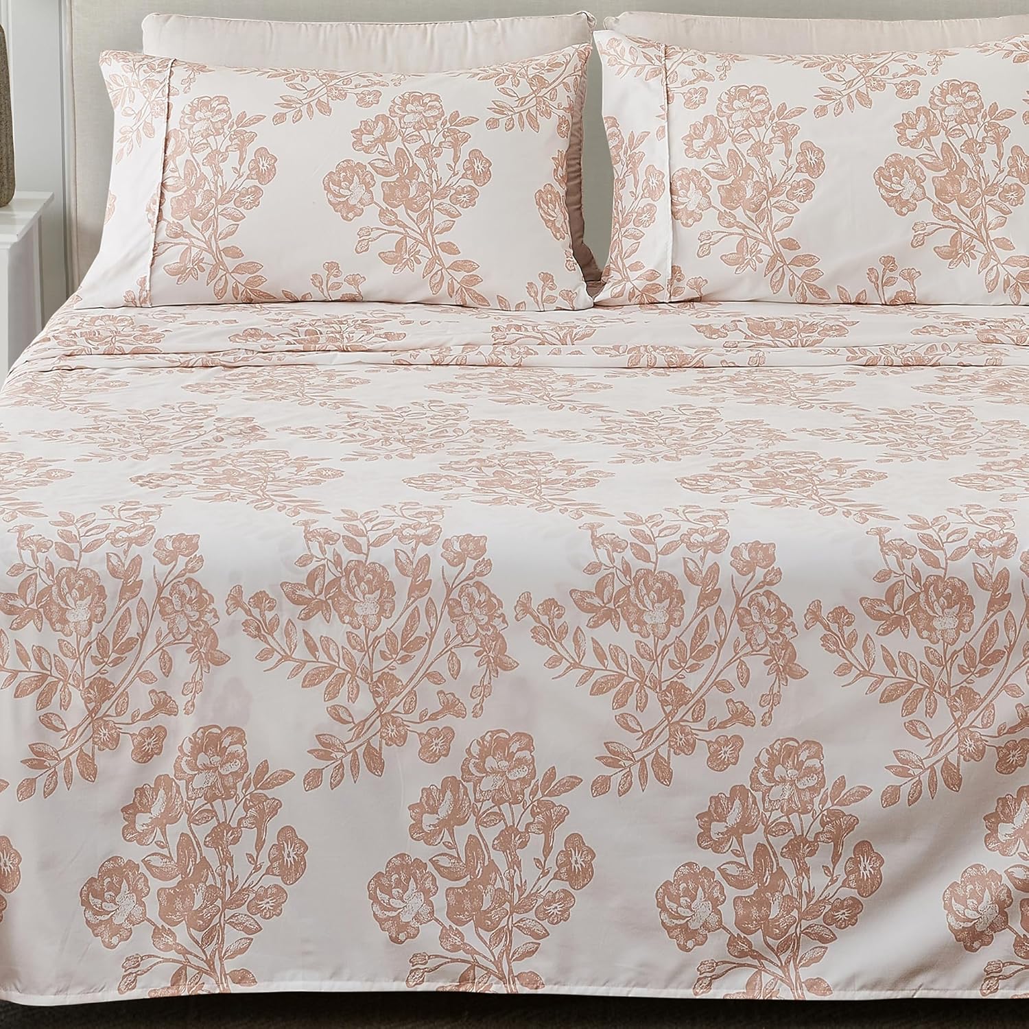 Great Bay Home – Juego de sábanas de microfibra ultrasuave, estampada, de 4 piezas, resistente a las arrugas y a la decoloración, para todas las