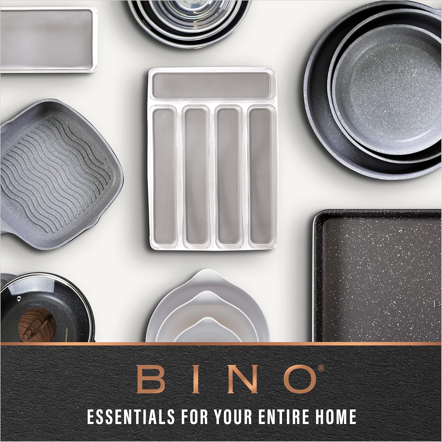 BINO – Cubo de almacenamiento de plástico transparente con asas (2 unidades) – Papeleras de plástico para organizar y almacenar en la cocina,