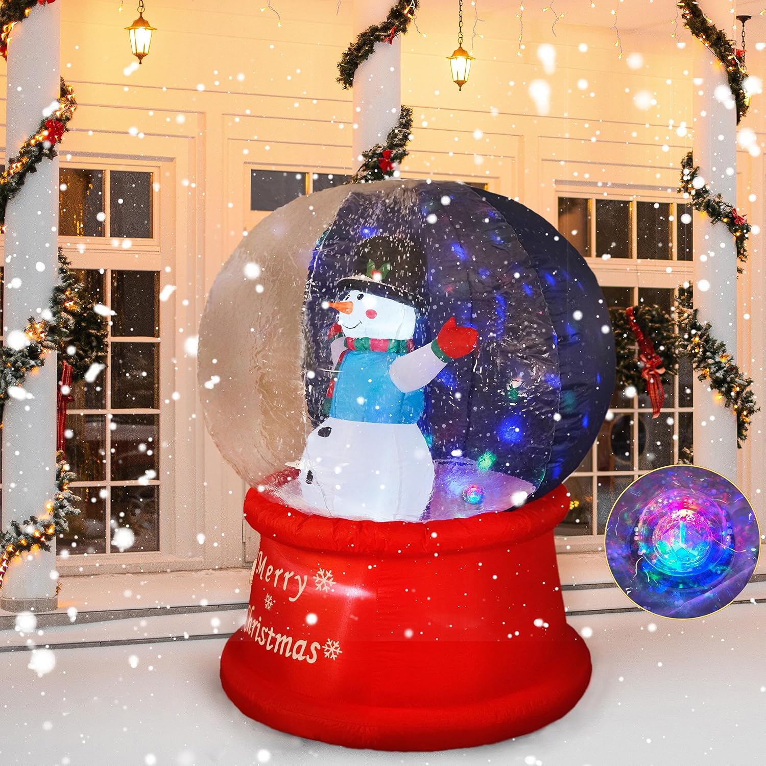Beyond Your Thoughts Globo de nieve inflable de Navidad 2023 de 6 pies con muñeco de nieve de música, soplador de aire con luz LED brillante,
