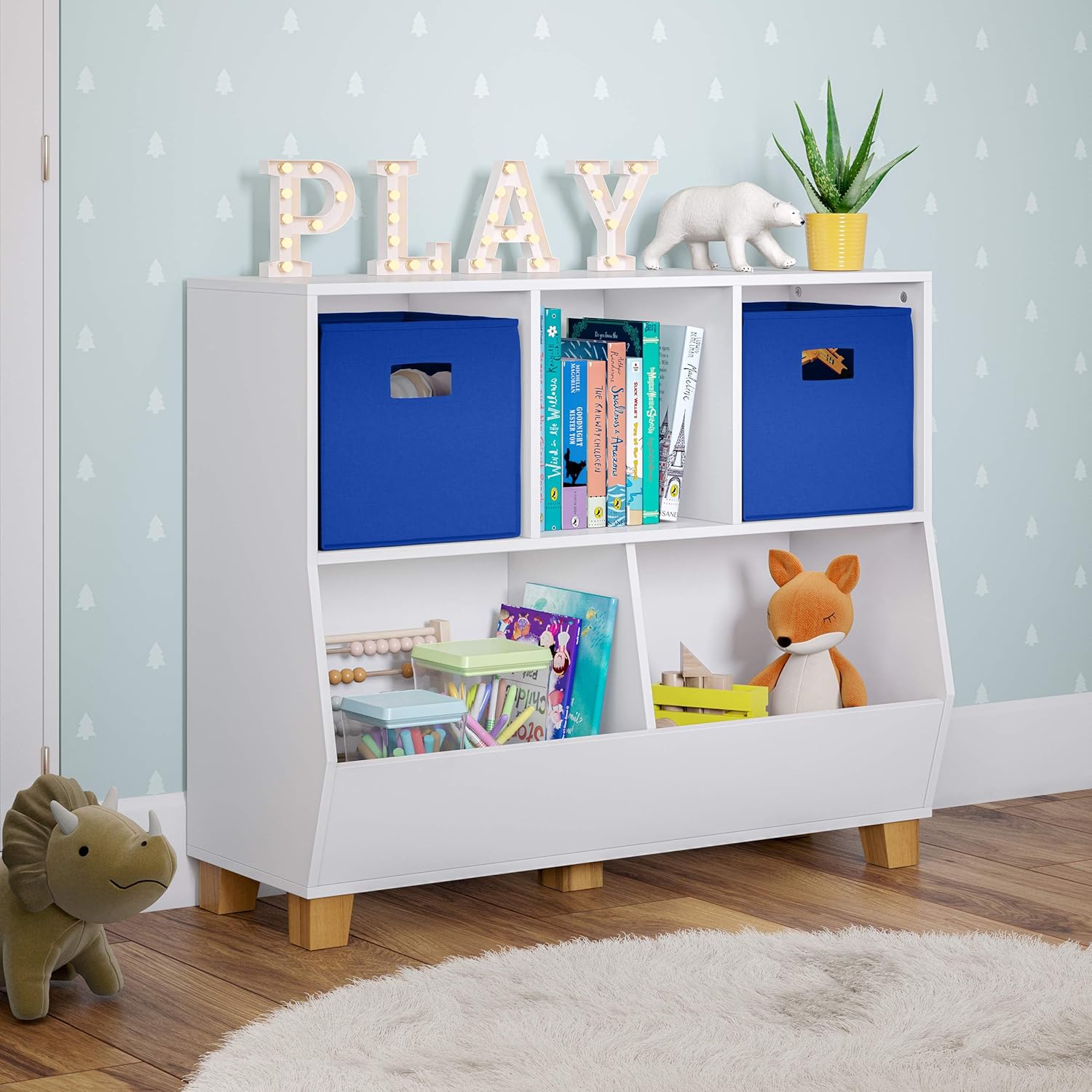 RiverRidge Kids Catch-All Multi-Cubby – Organizador de juguetes de 35 pulgadas, 2 unidades, color blanco