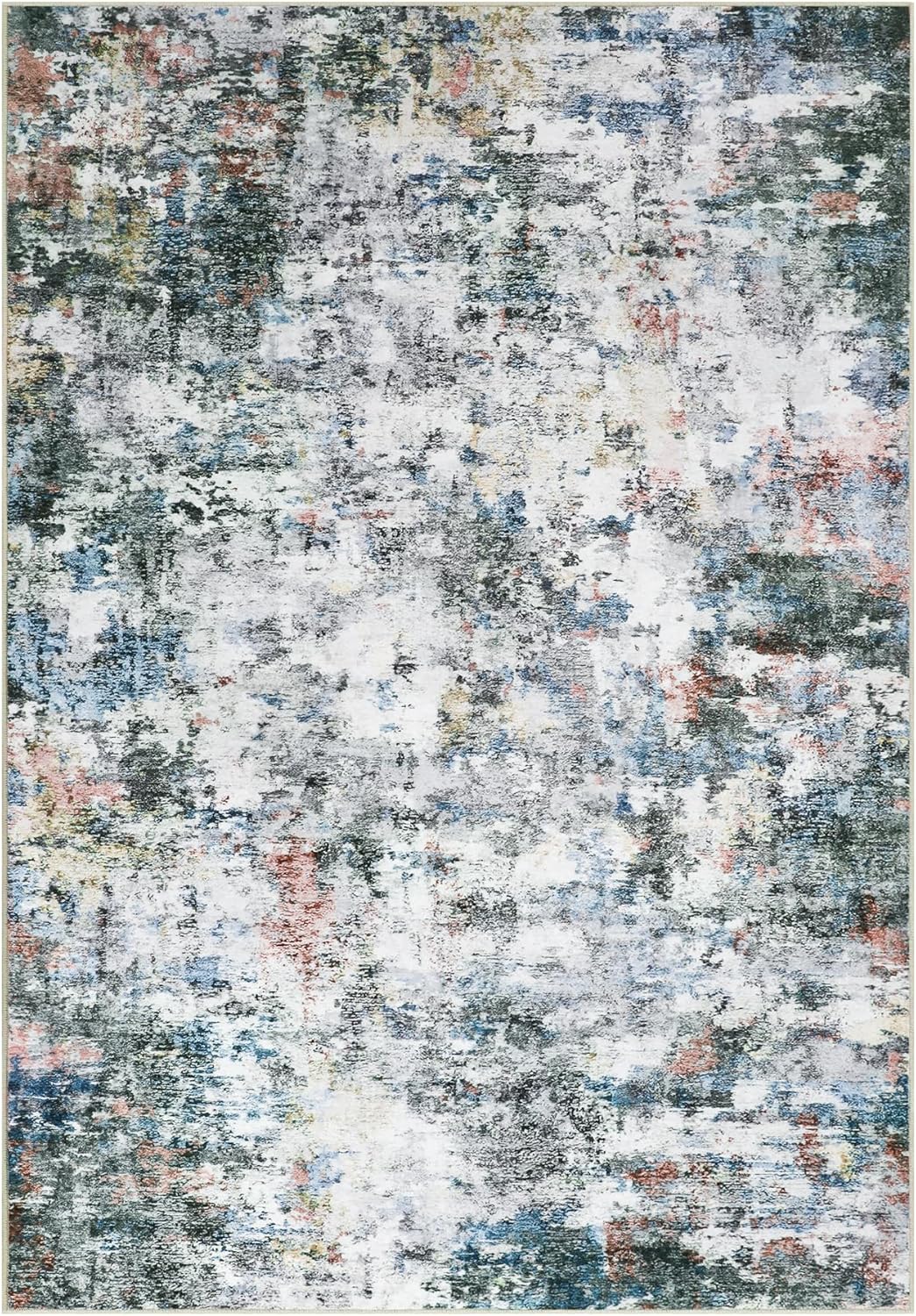 Alfombra de área de 6 x 9 pies, diseño moderno abstracto, lavable a máquina, con parte trasera antideslizante, resistente a las manchas, alfombra de
