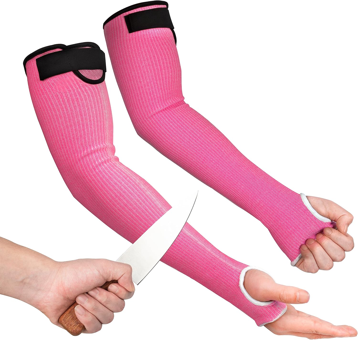 OriStout Mangas de jardinería resistentes a cortes con orificio para el pulgar, mangas protectoras para el trabajo en el patio, cocina, protectores
