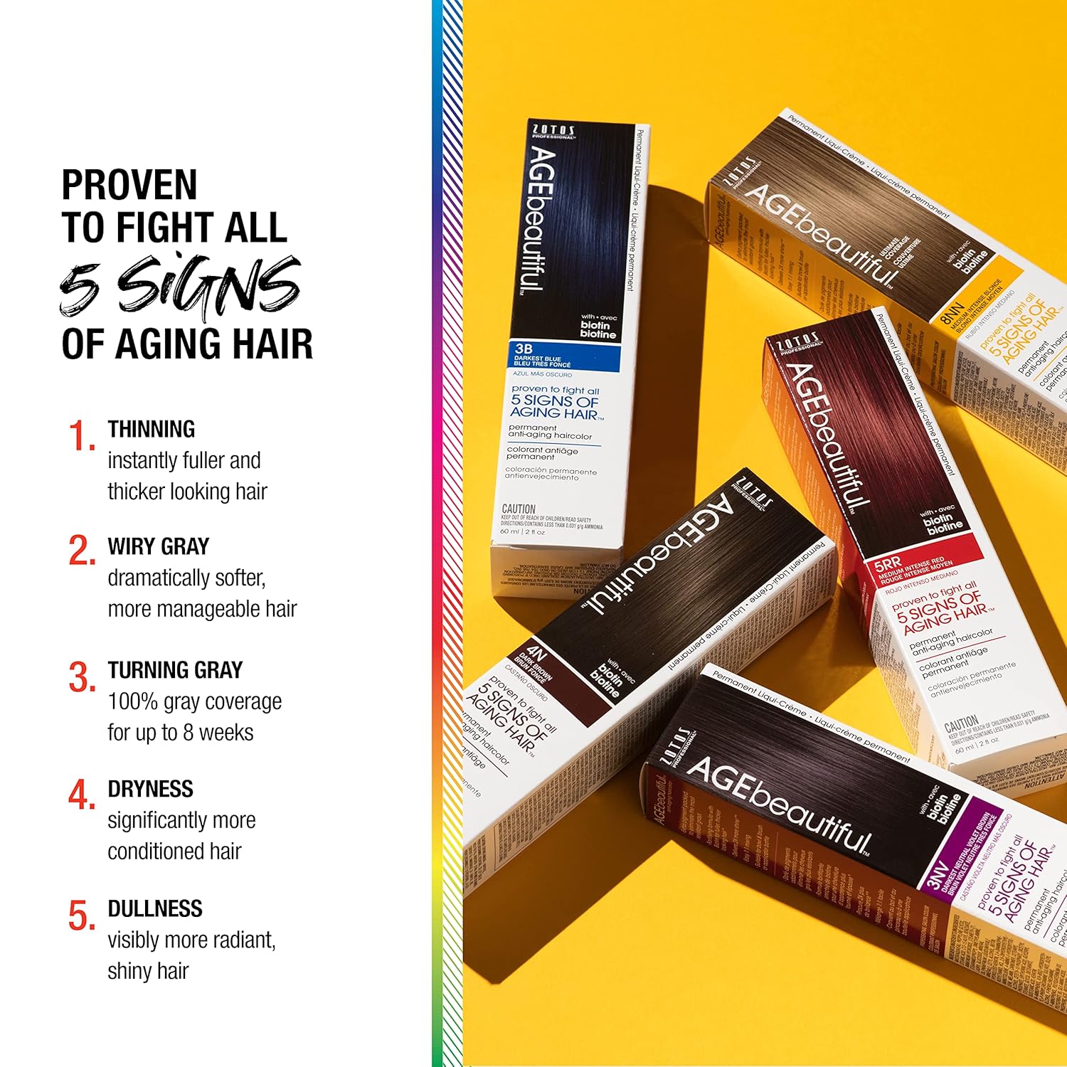 AGE beautiful – Liqui Creme- Tinte permanente para el cabello, 100% cobertura de canas, antienvejecimiento, biotina para cabello más grueso y con