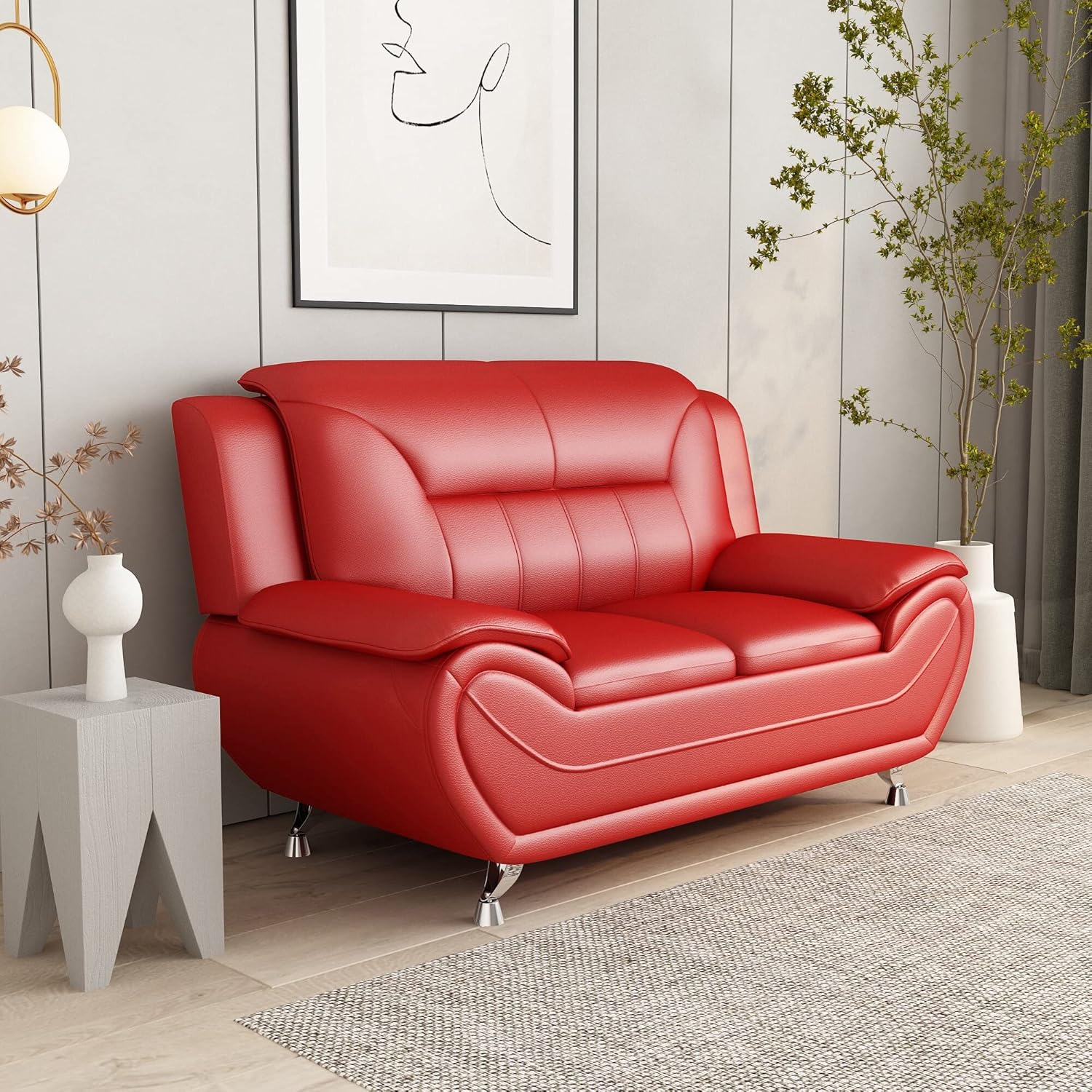 US Pride Furniture Michael Collection – Sofá de piel sintética de estilo moderno, versátil pieza decorativa de 2 plazas para sala de estar,