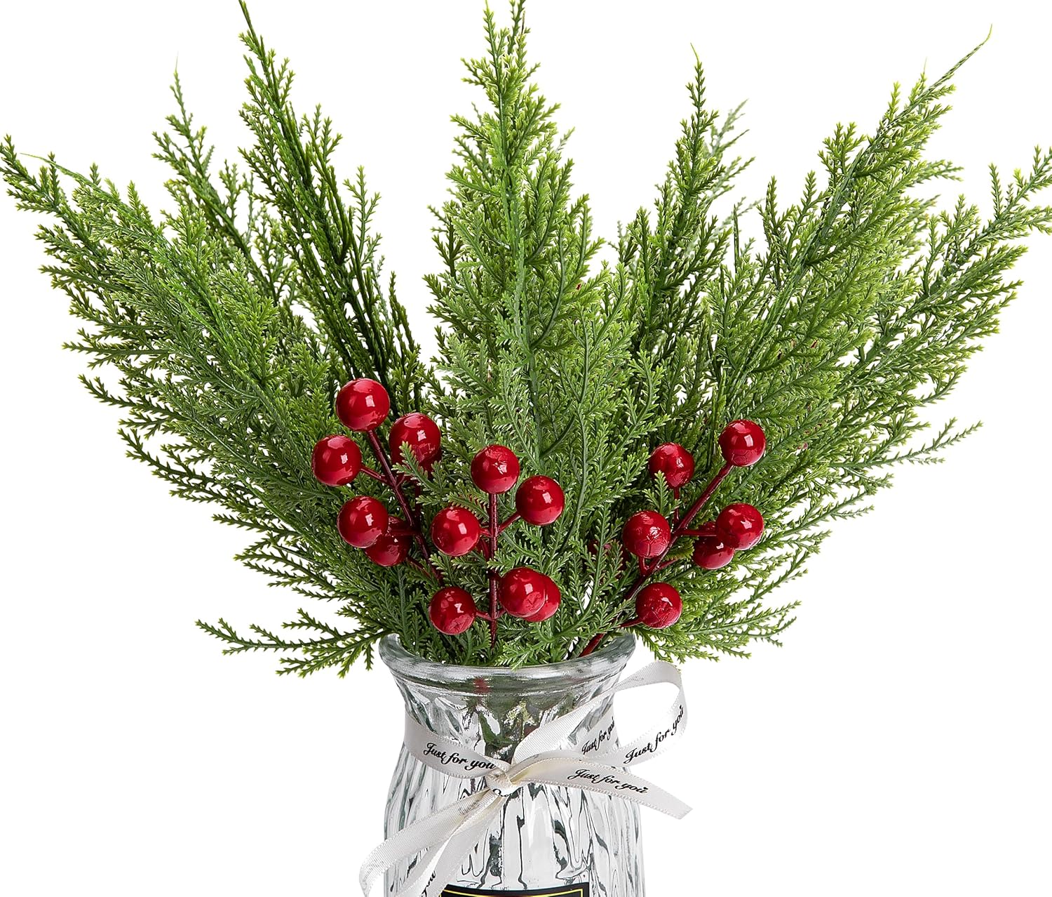Juego de 30 ramas de pino artificiales 3D de Navidad, ramas de cedro de hoja perenne sintética de 12.5 pulgadas, agujas de pino de follaje falso,