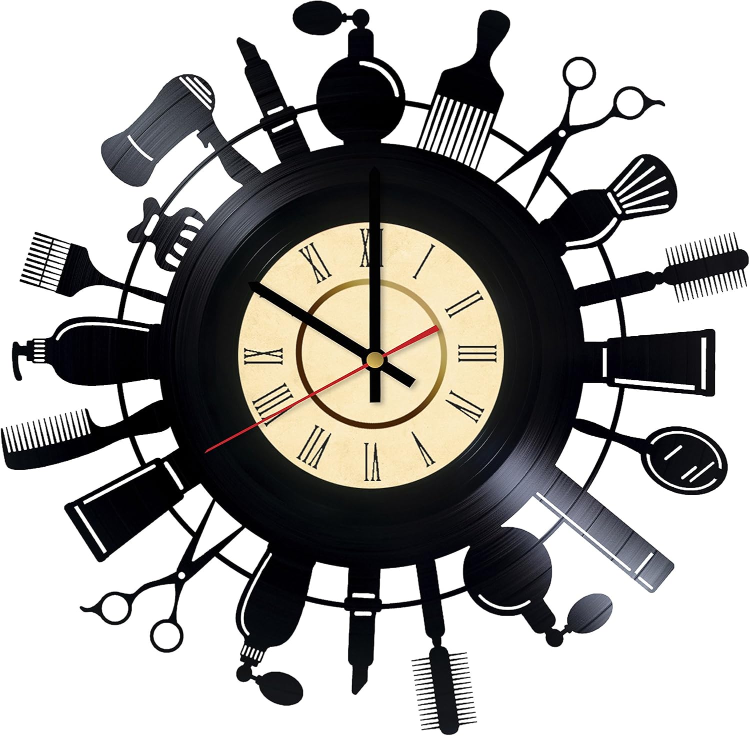 Reloj de pared de vinilo para peluquería, peluquería, peluquero, peluquero, peluquería, regalo para estilista, personaliza tu reloj