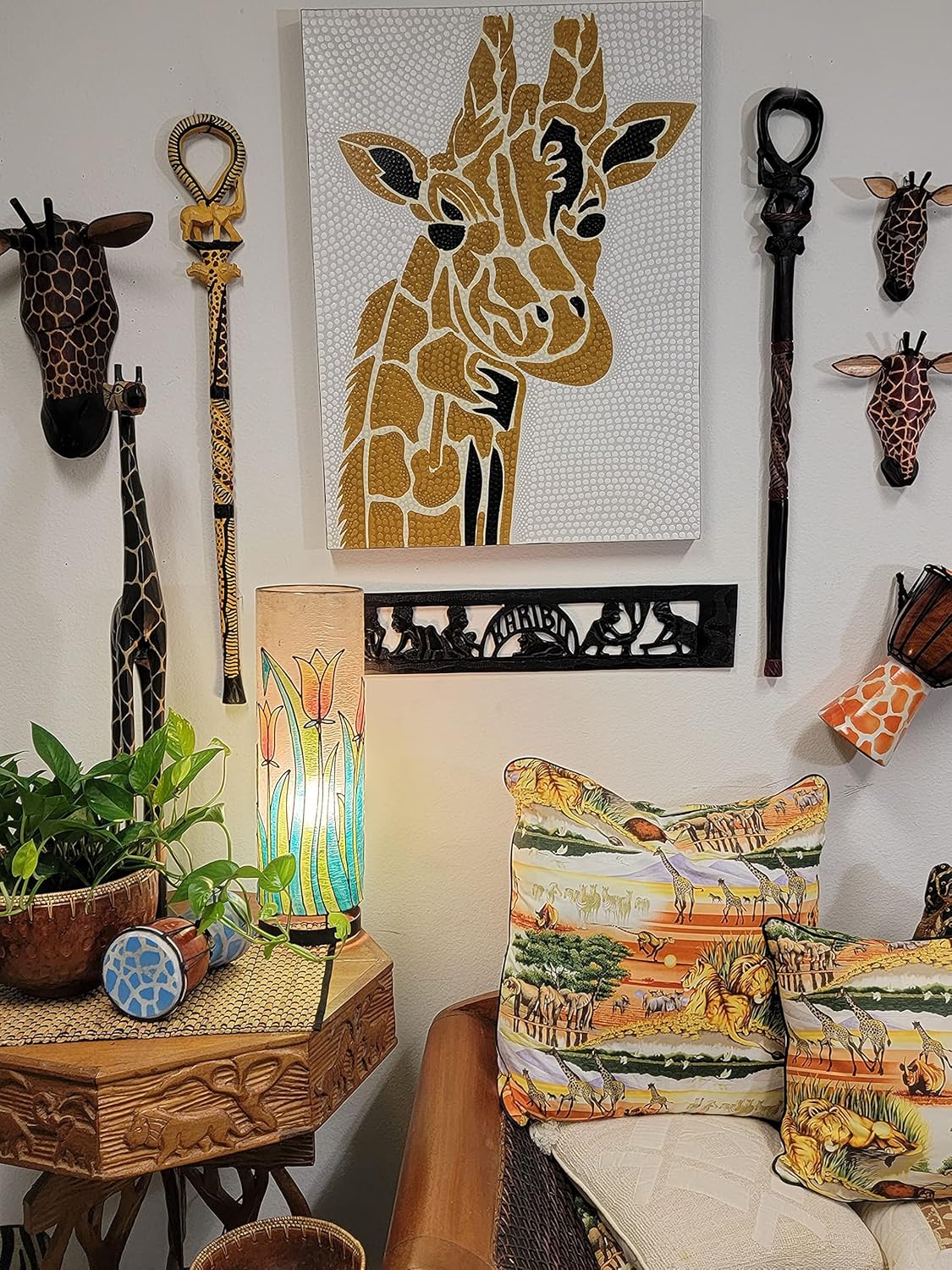 Bastón decorativo de madera africana (hecho a mano en Kenia)