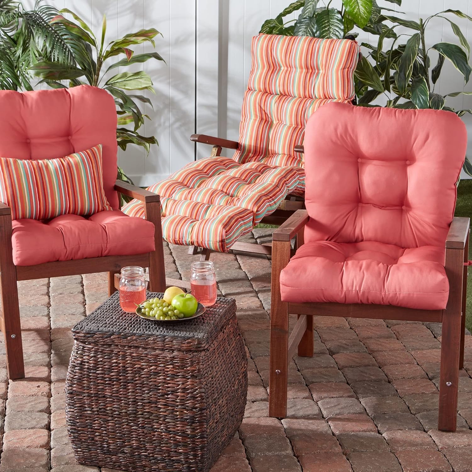 Greendale Home Fashions Juego de cojín para asiento y respaldo, 2 unidades (paquete de 1), color coral