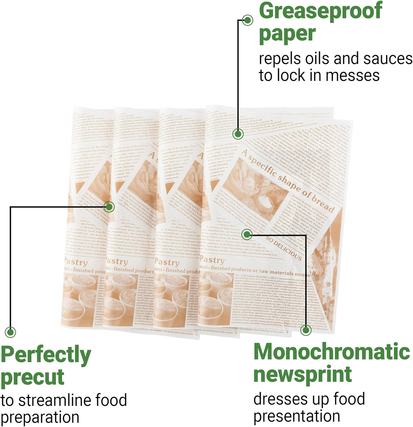 Restaurantware Gastronomia – Papeles de delicatessen de 15 x 11 pulgadas, 200 papeles de papel de periódico para sándwich, a prueba de grasa, aptos