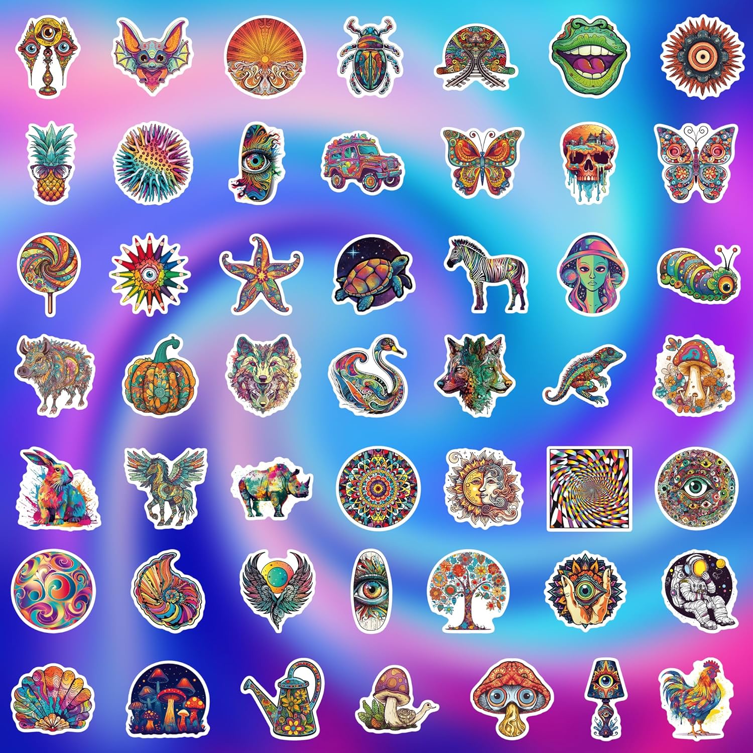 Paquete de 100 calcomanías Trippy Hippie para adultos, accesorios Trippy para adultos, botella de agua para laptop, botella de agua, taza de
