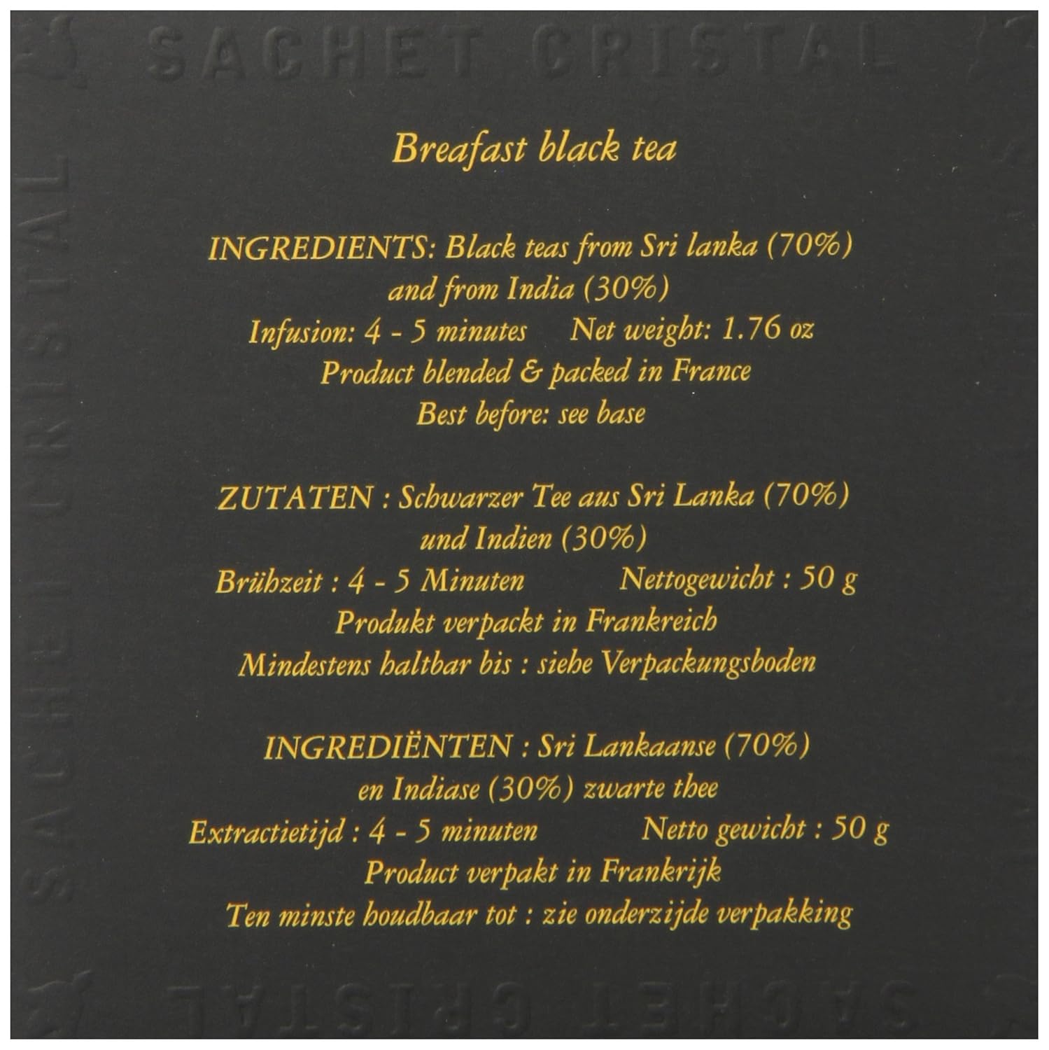 Dammann Freres Loose Leaf, Breakfast Blend Premium Gourmet French Black Tea, 25 unidades (paquete individual)