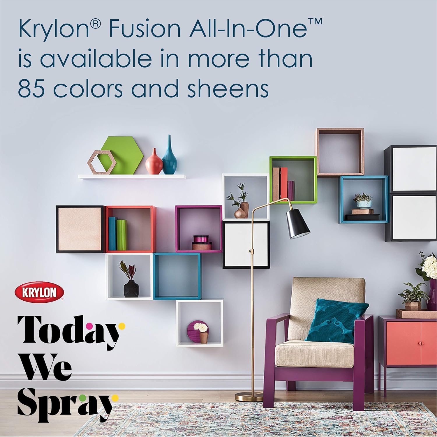 Krylon K02716007 Fusion – Pintura en aerosol todo en uno para uso en interiores y exteriores, azul patriótico brillante, 12 onzas (paquete de 2)