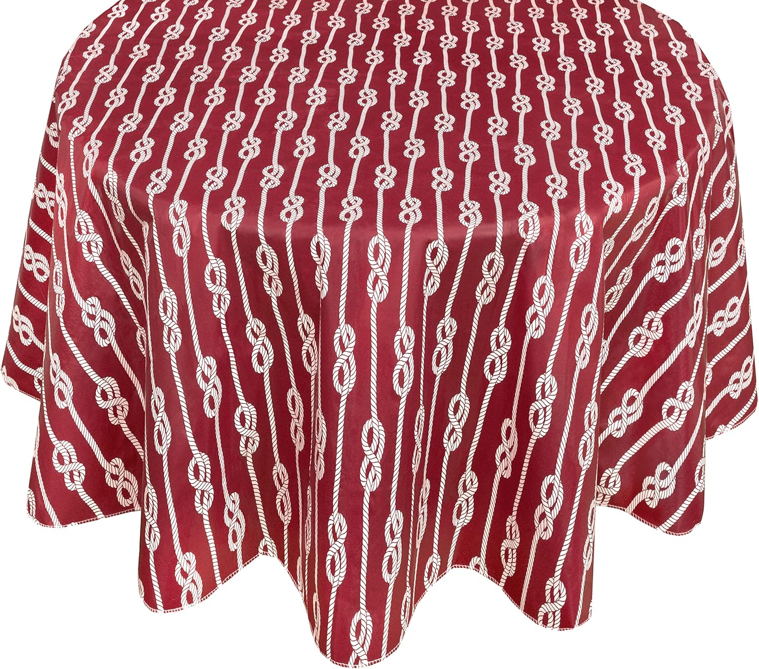 Newbridge Mantel de franela de vinilo con rayas náuticas rojas, mantel de rayas costeras para interiores y exteriores, con parte trasera de franela,