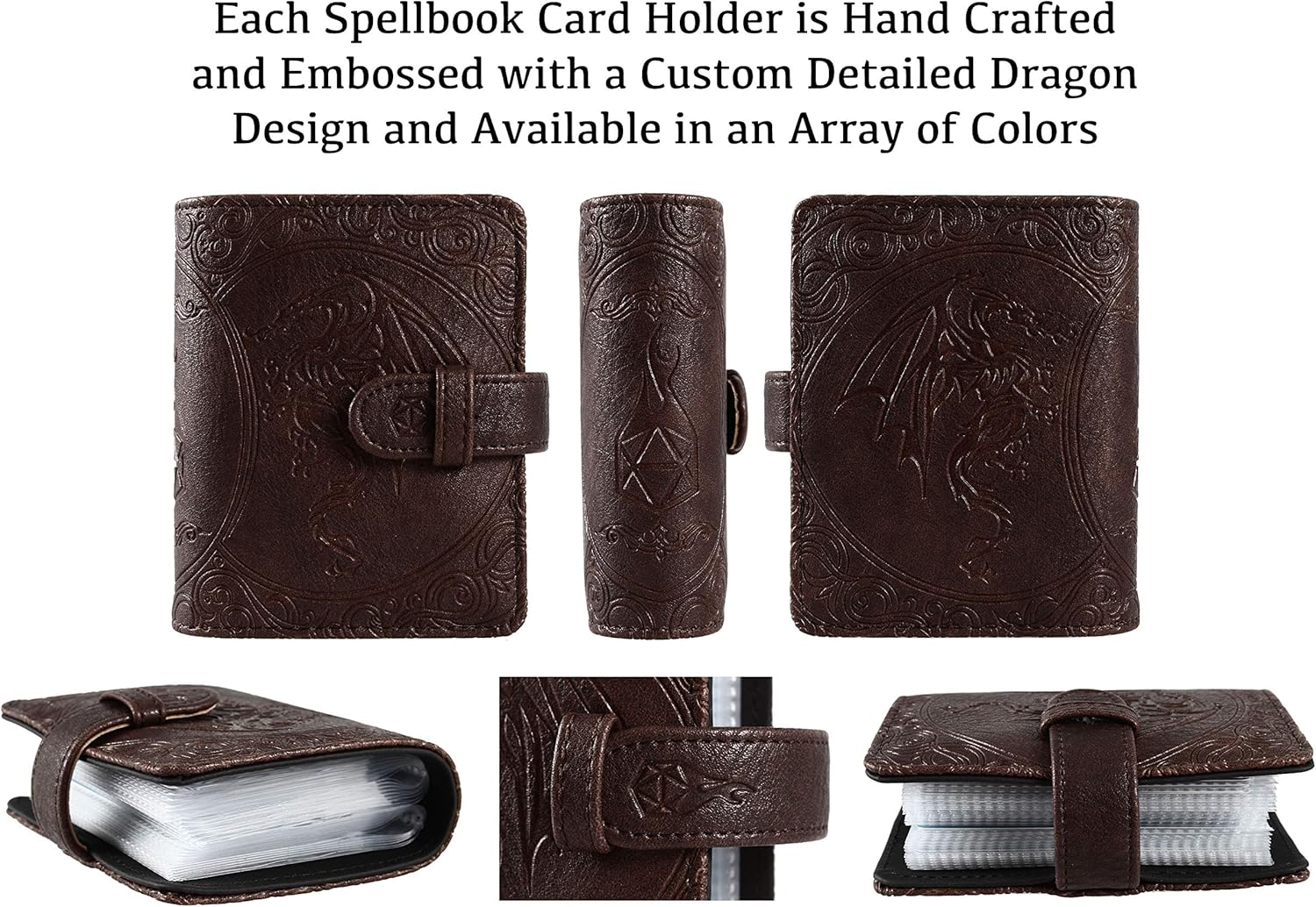 Forged Dice Co. Spellbook of Incantations (Edición Dragón) Portatarjetas para libro de hechizos y baraja de tarjetas de borrado en seco con bolsa de