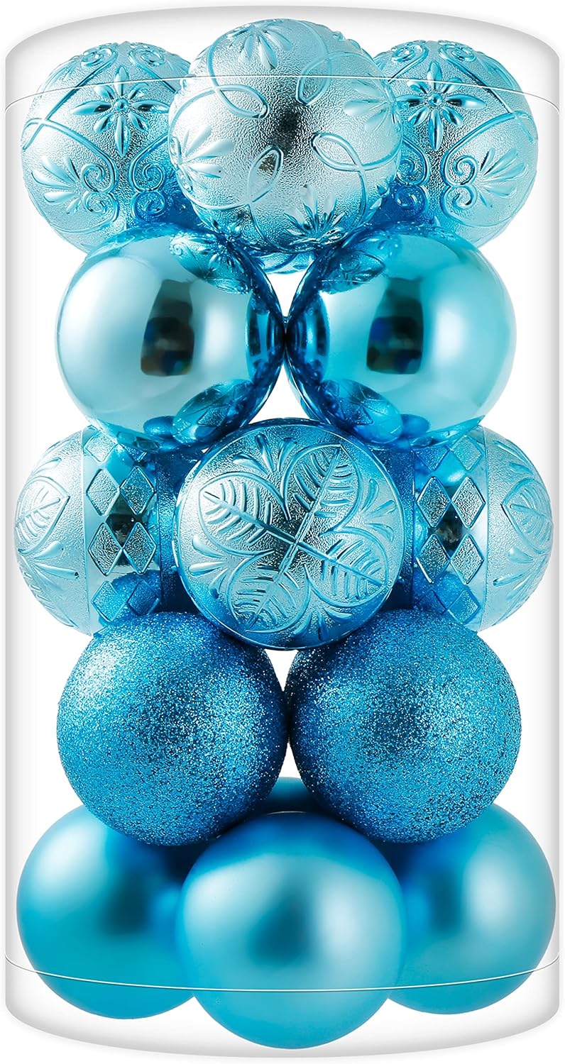 20 adornos de bola de Navidad color azul bebé, irrompibles, decoraciones de árbol de Navidad para fiestas de Navidad, hogar, oficina, decoración de