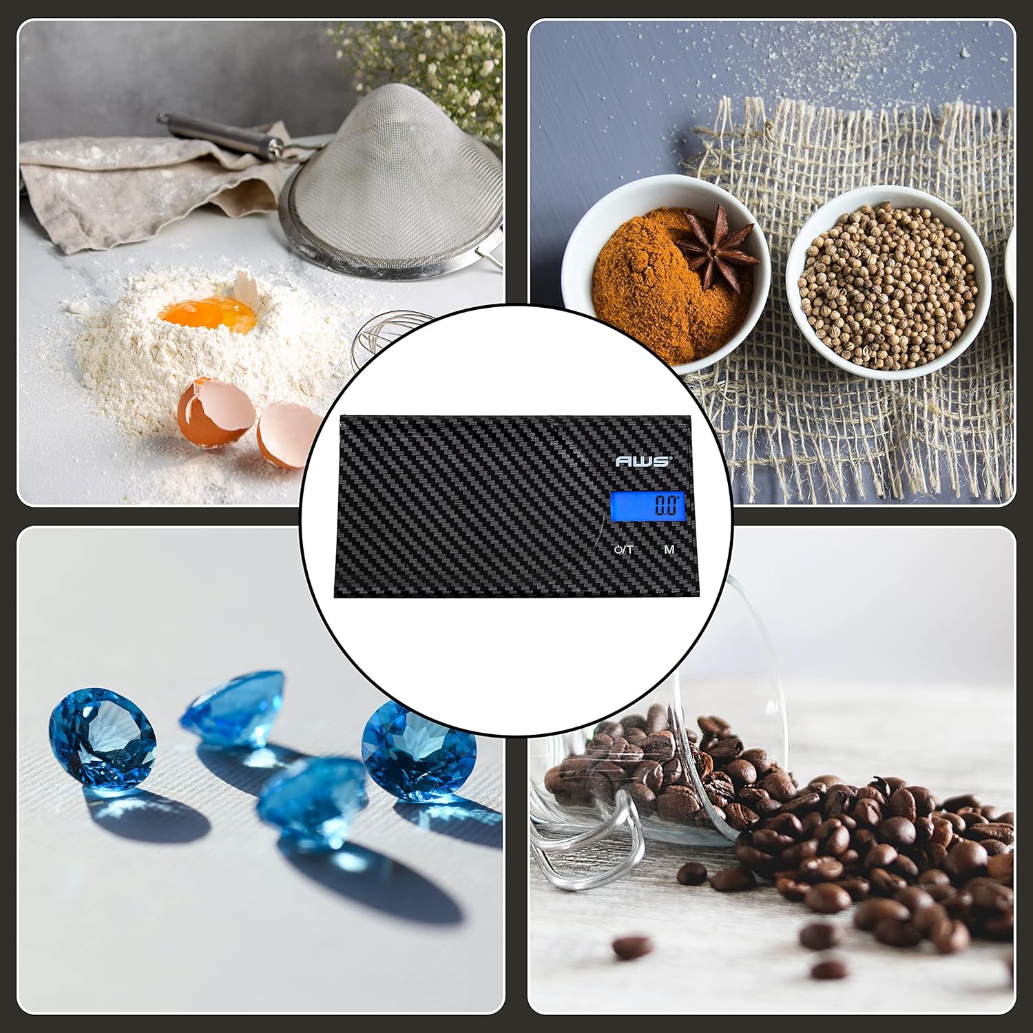 AWS – Scoop Series – Báscula digital multifuncional de bolsillo – 300 G x 0.01 G.