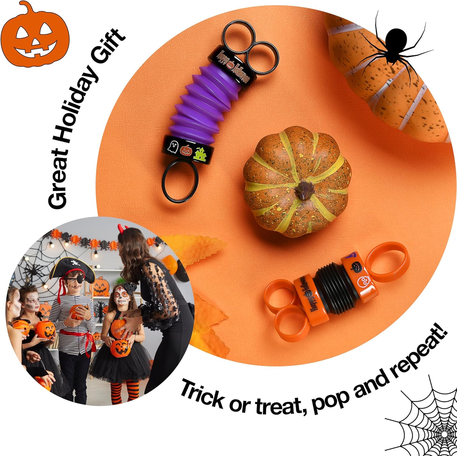Regalos de fiesta de Halloween a granel stargo Finger Poppers Fidget Toy  Relleno de Halloween sin dulces Juguete de truco o trato para niñas y