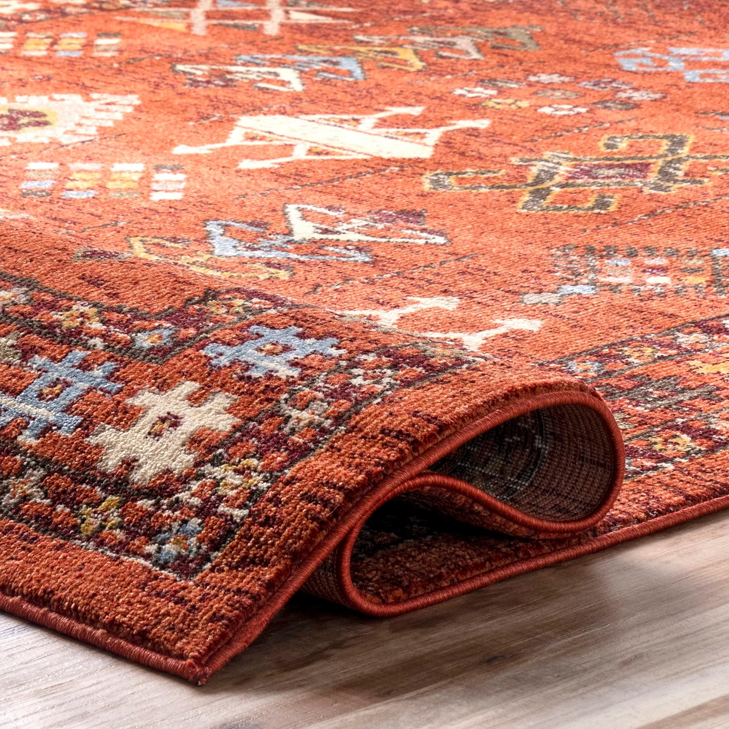 nuLOOM Alfombra tribal de transición Wilma, 5×8, naranja