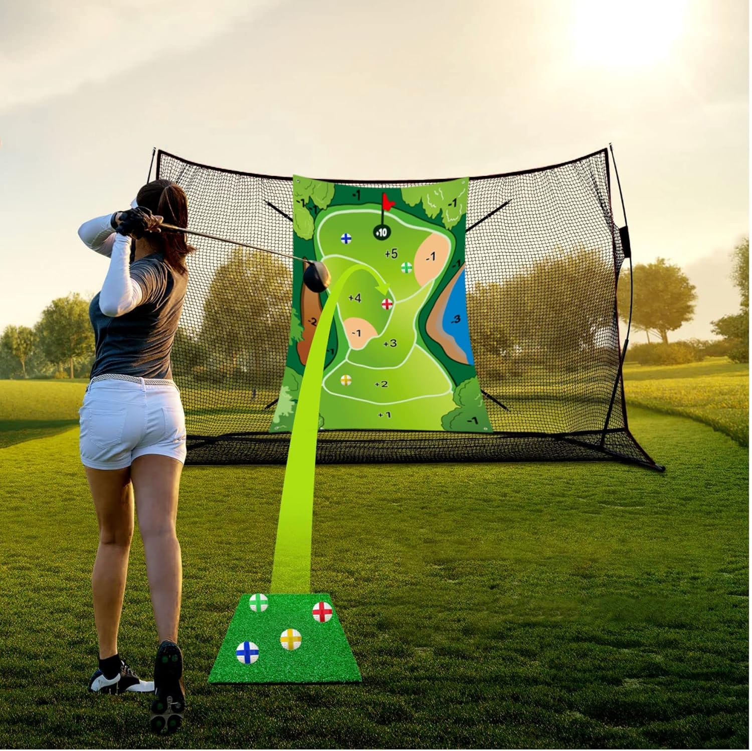 Golf Chipping Game, 6×4 Ft Upgrade Felt Fabric Giant Size Target Chipping Golf Game Mats, Golf Practice Equipment Golf Gifts Games for Indoor