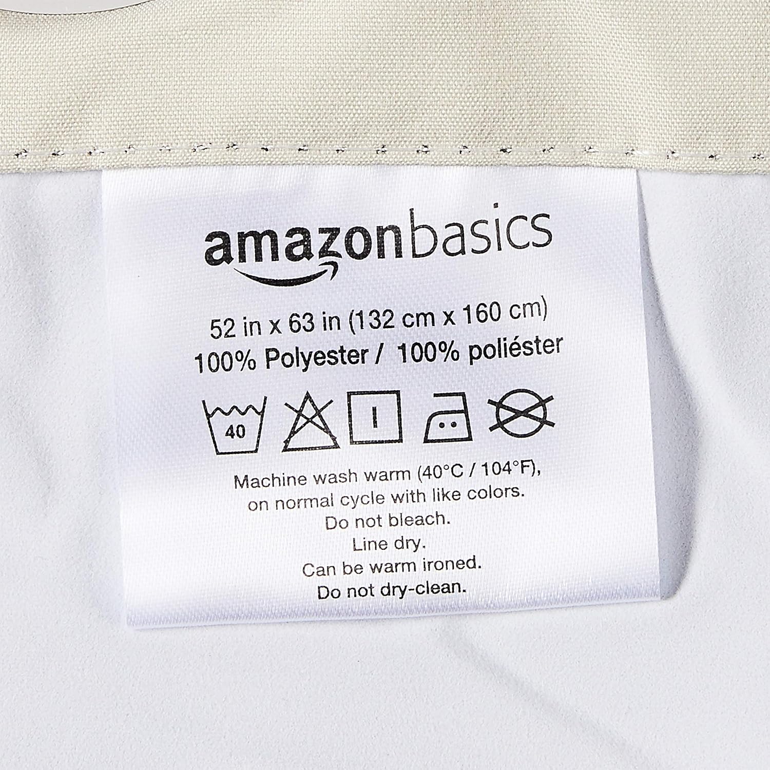Tienda Basics Cortina opaca para ventana con ojales, 52 x 63 pulgadas, color beige, juego de 2