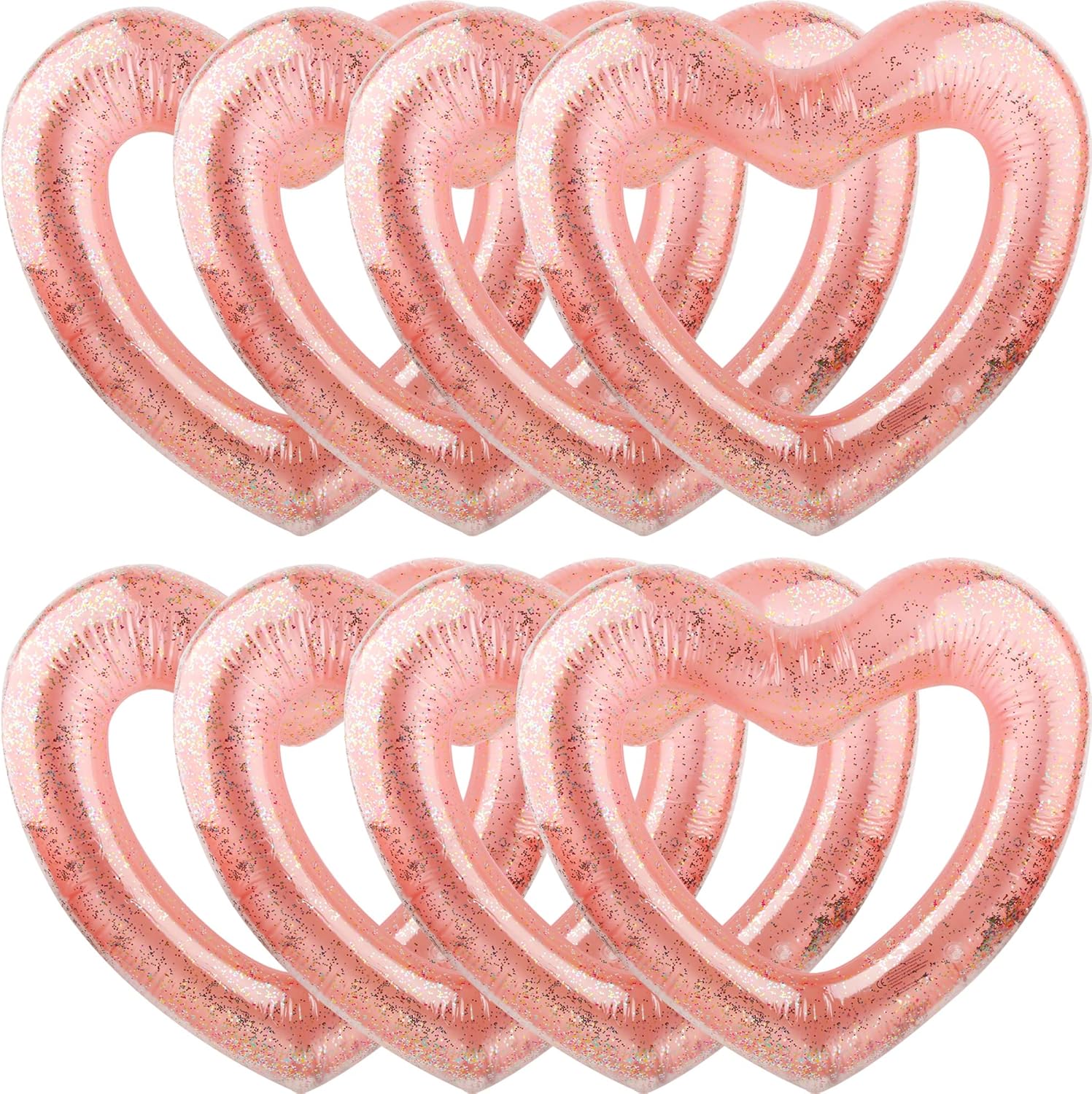 Paquete de 8 anillos inflables de natación con forma de corazón flotadores para mujeres y niñas, suministros de fiesta en la playa