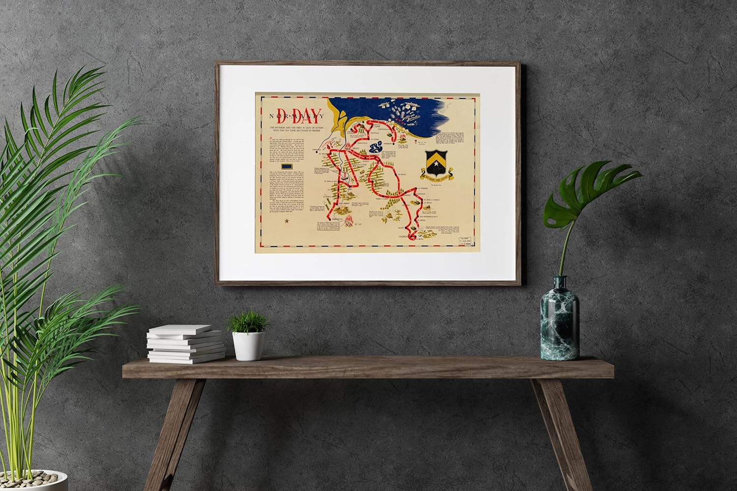 Fotografía vintage de Normandía, impresión de mapas de la Segunda Guerra Mundial de Normandía, 1994 – Arte de pared de la Segunda Guerra Mundial,