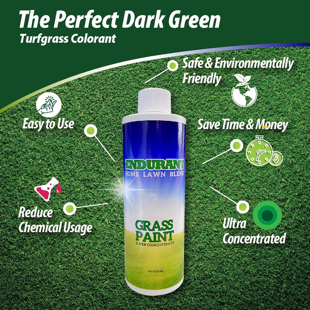 Endurant Home Lawn Blend Colorante concentrado  La pintura de césped revitaliza aproximadamente 300-700 pies cuadrados de césped inactivo, afectado