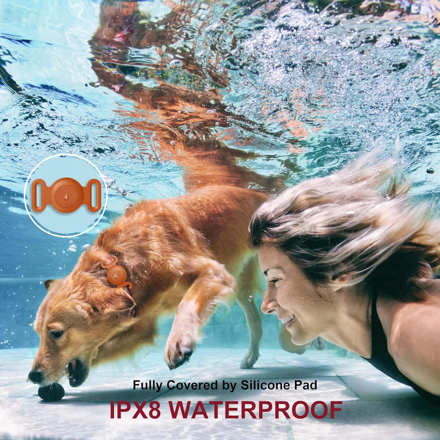 Soporte impermeable IPX8 para collar de perro, paquete de 2 soportes Airtag para Apple Airtag, solo apto para collar de perro mediano y grande,
