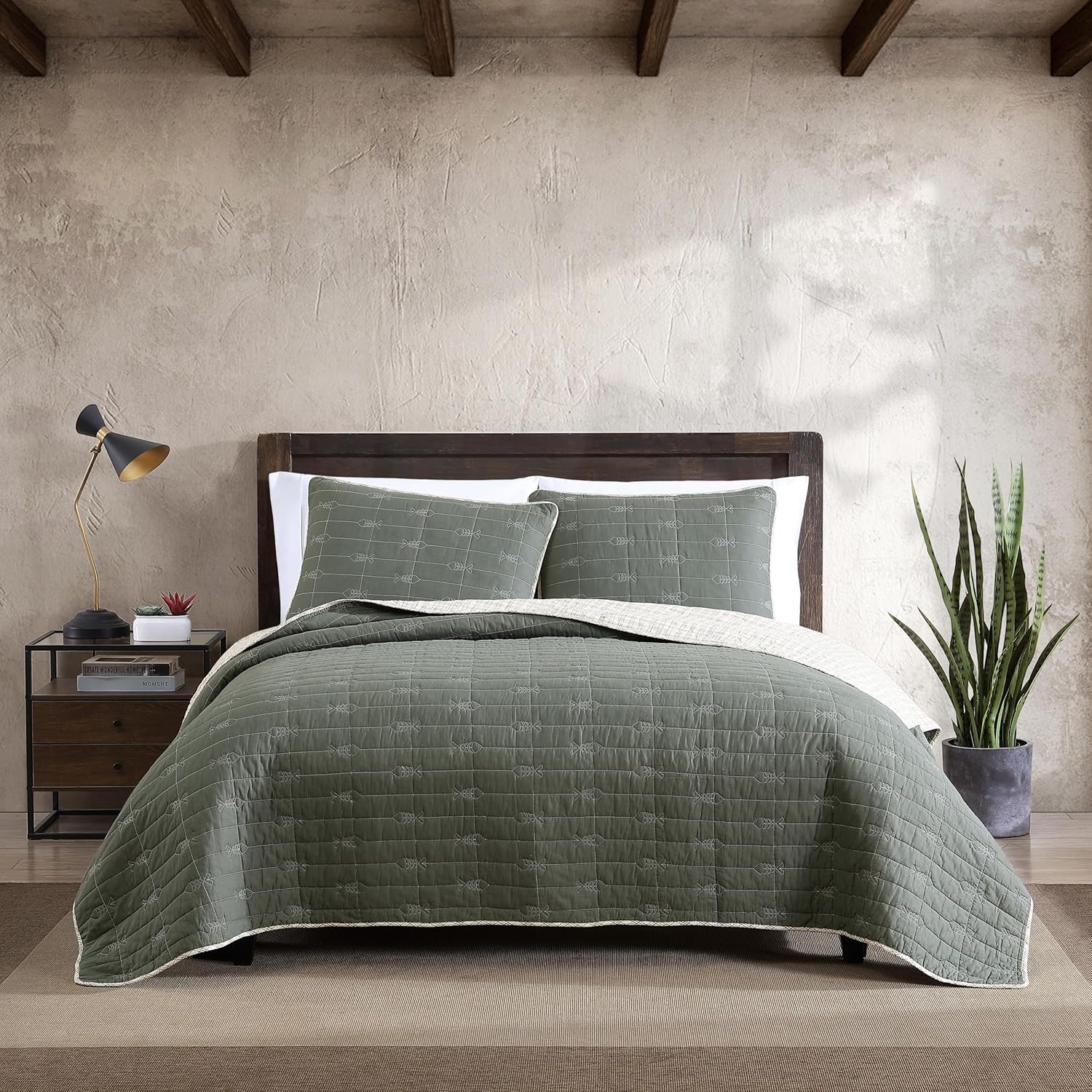 Eddie Bauer – Juego de edredón individual, ropa de cama reversible de algodón con funda a juego, decoración ligera del hogar para todas las