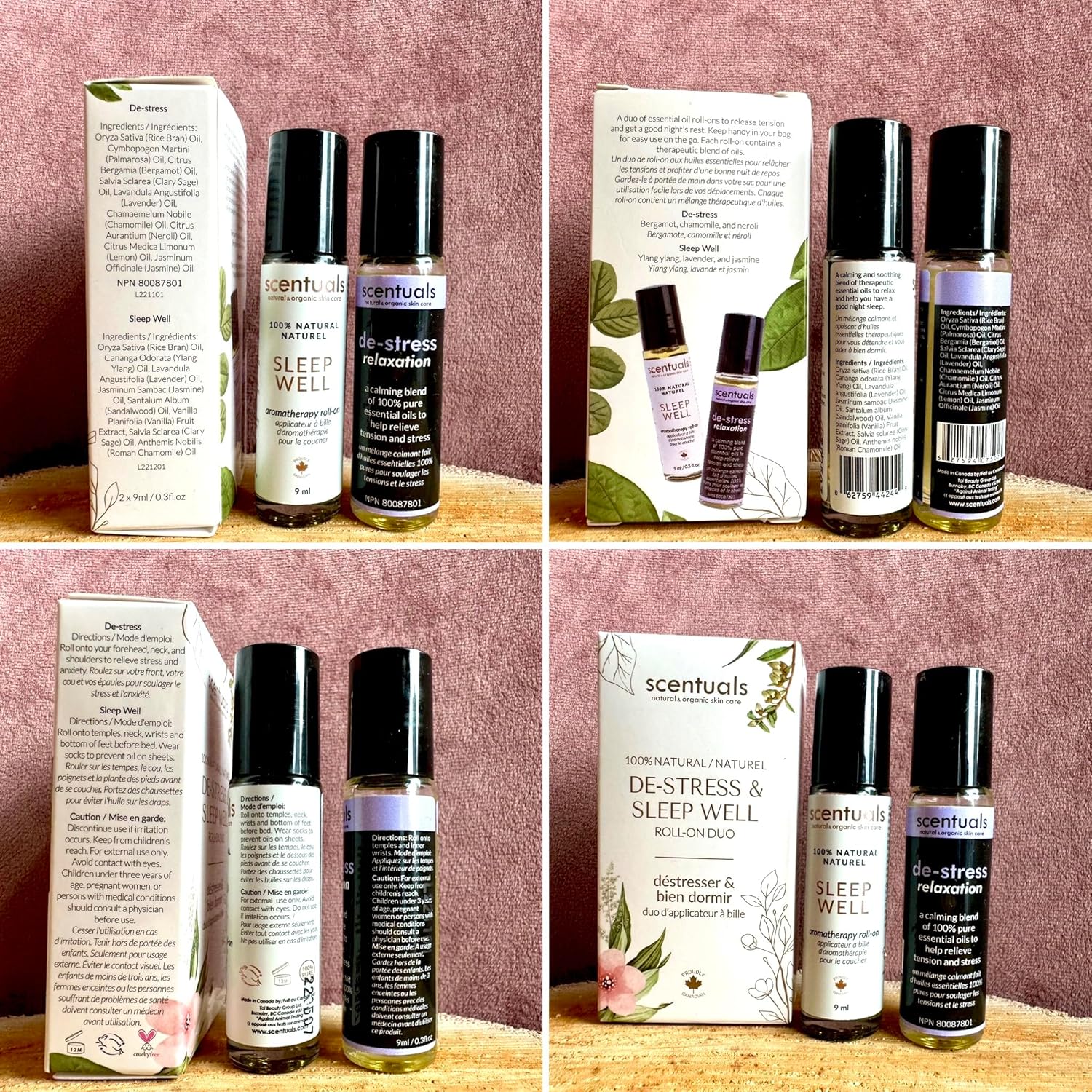 Juego de 2 rollos de mezcla de aceites esenciales, 100% puro y natural, ayuda a inducir la relajación y la calma, aromaterapia para hombres y