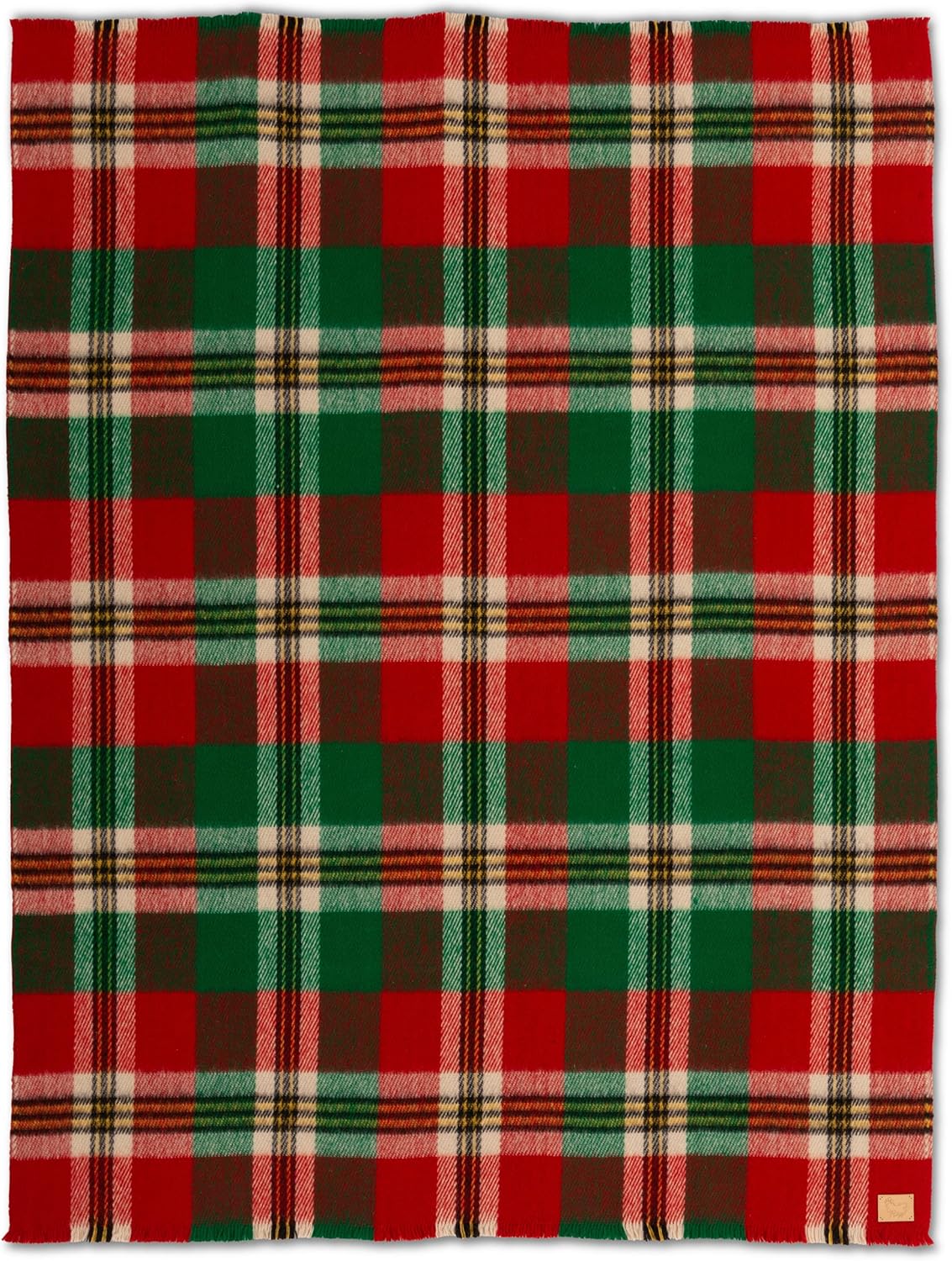 Manta de lana a cuadros de tartán, cálida, gruesa, pesada, 5 libras, 675 GSM, lavable a máquina, calidad tradicional de reliquia, rojo y verde