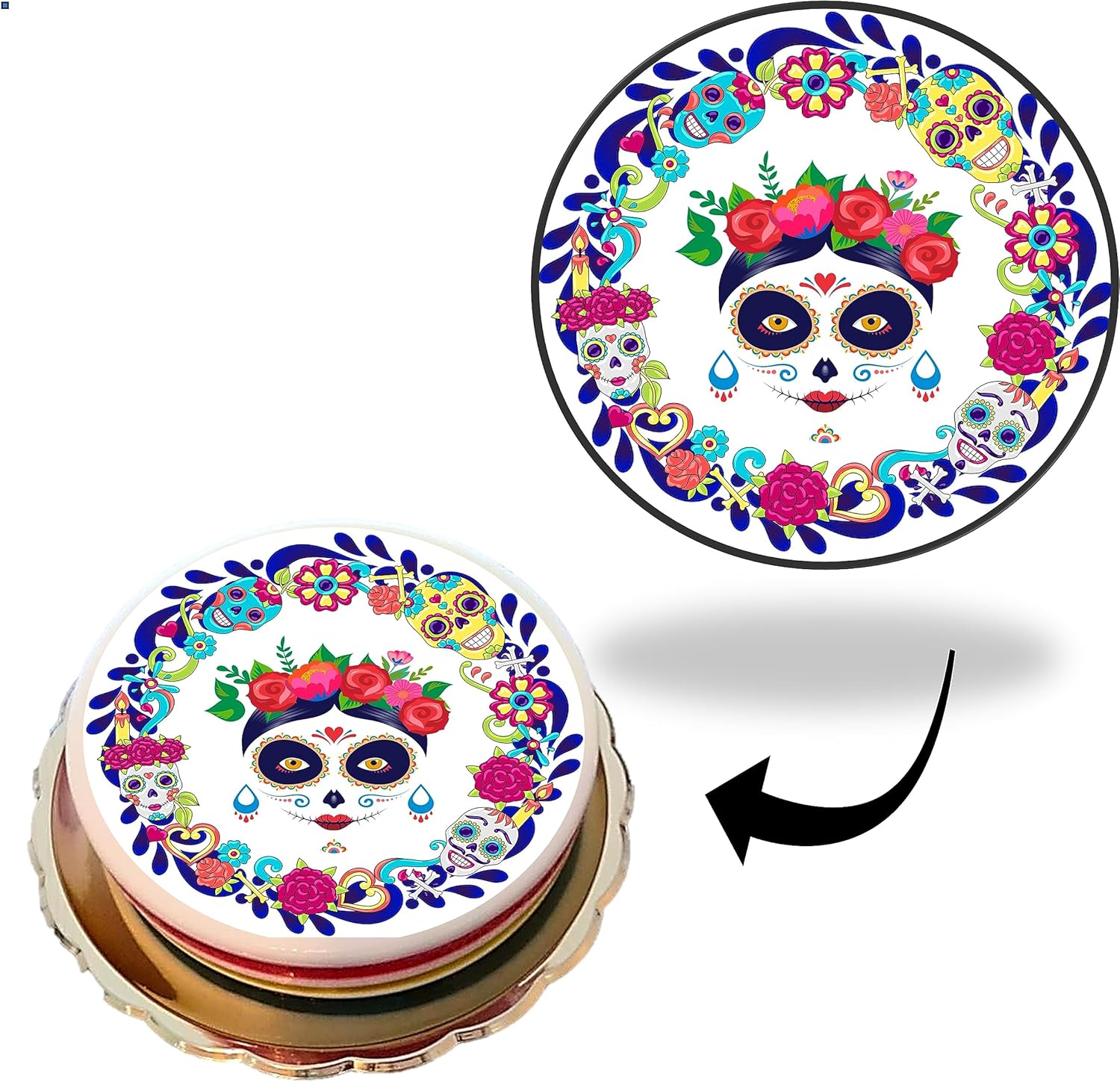 Catrinas mexicanas de Halloween, hojas comestibles para arte de gelatinatema del Día de MuertosSuministros comestibles para decoración de gelatinas