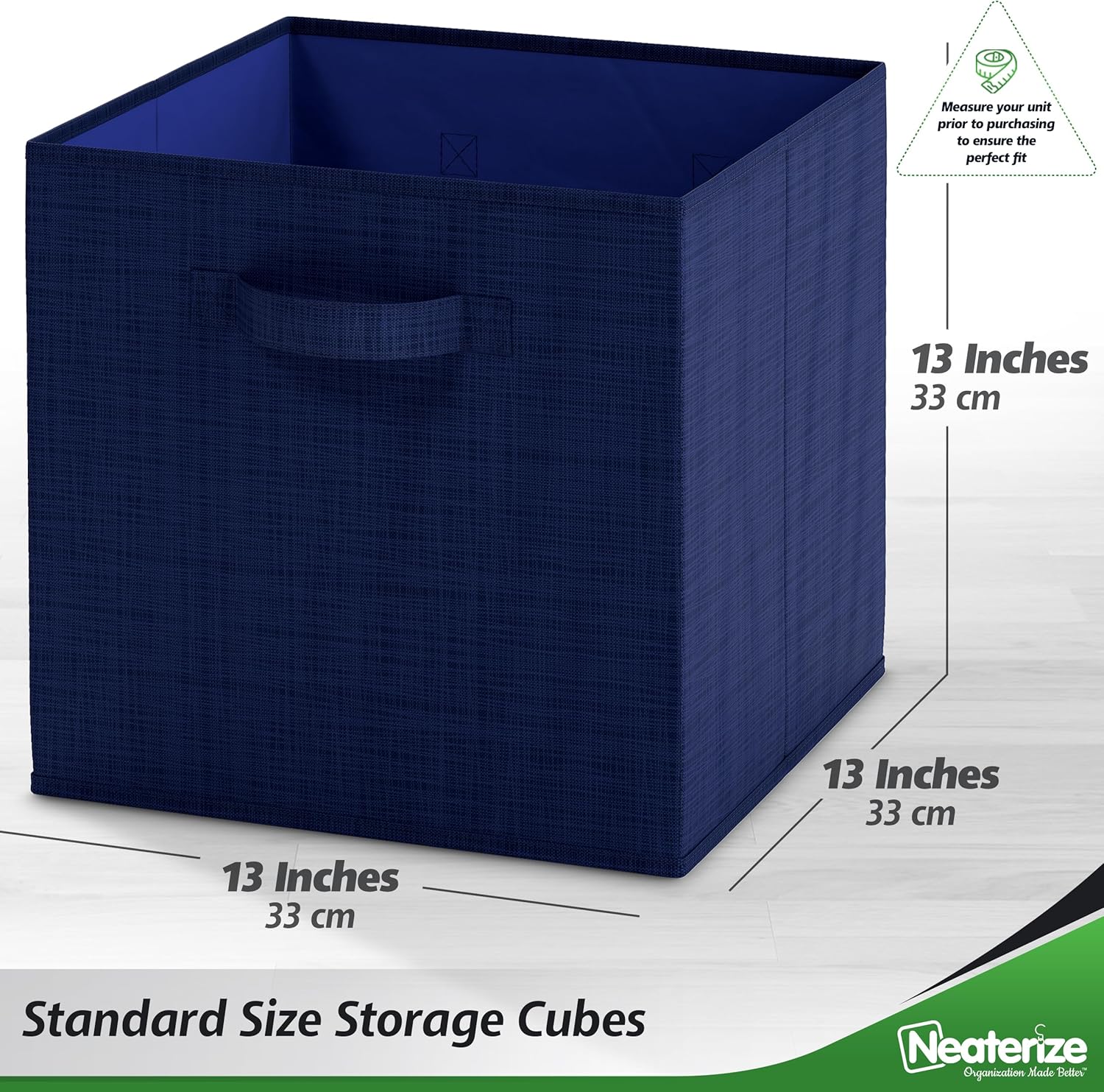 NEATERIZE – Cubos de almacenamiento grandes de 13 x 13 pulgadas, juego de 6 cubos de almacenamiento Cubos de almacenamiento con asas dobles,