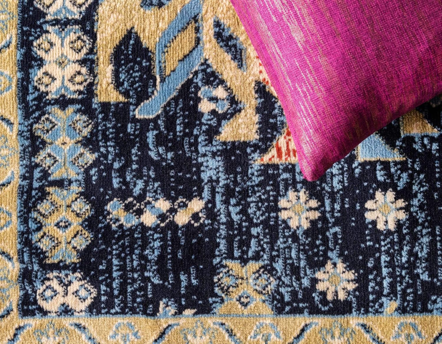 Unique Loom Heriz Collection Alfombra de área parcial, Polipropileno, Azul marino